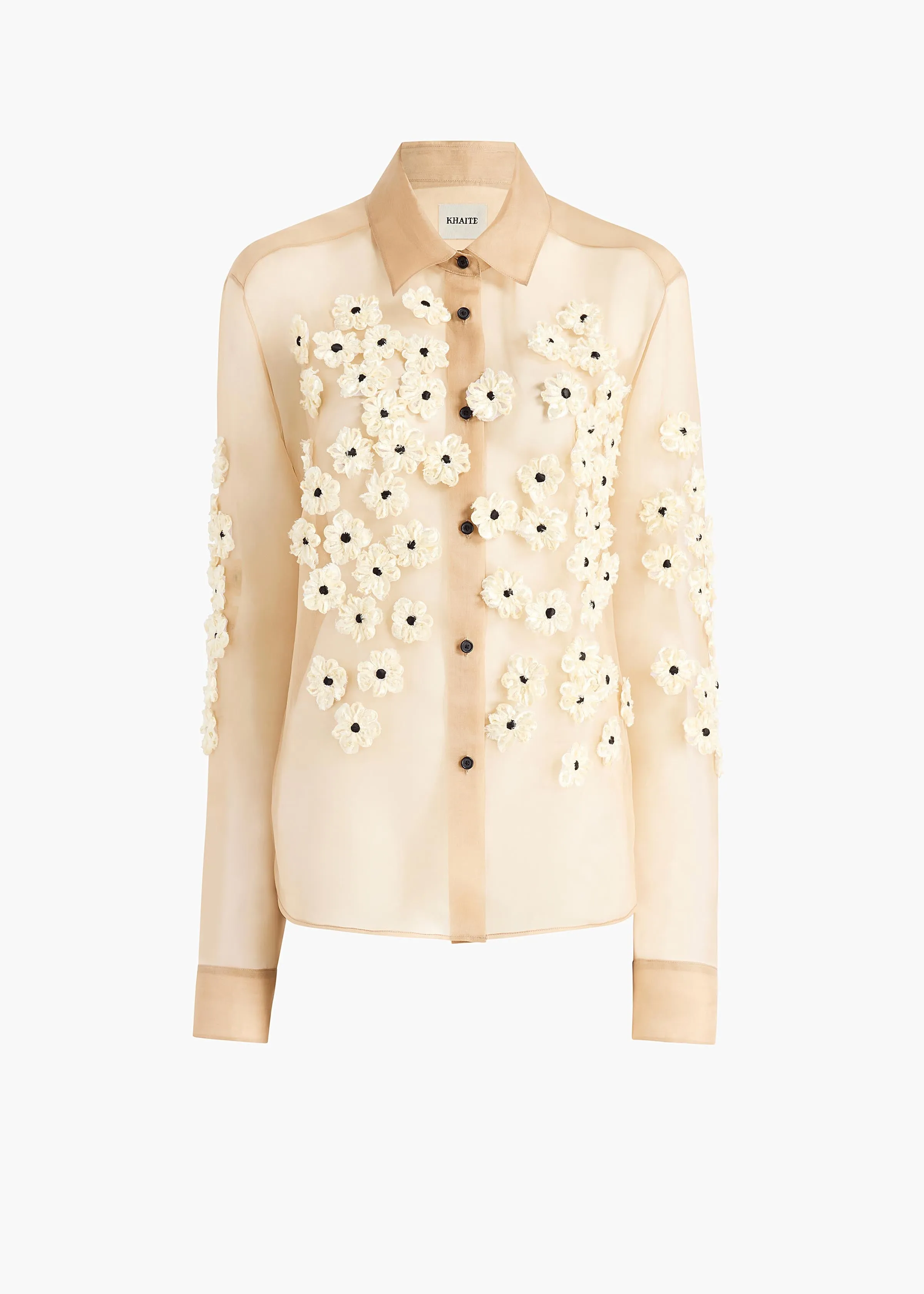 Argo Top in Tea Stain with Floral Embroidery sold by KHAITE