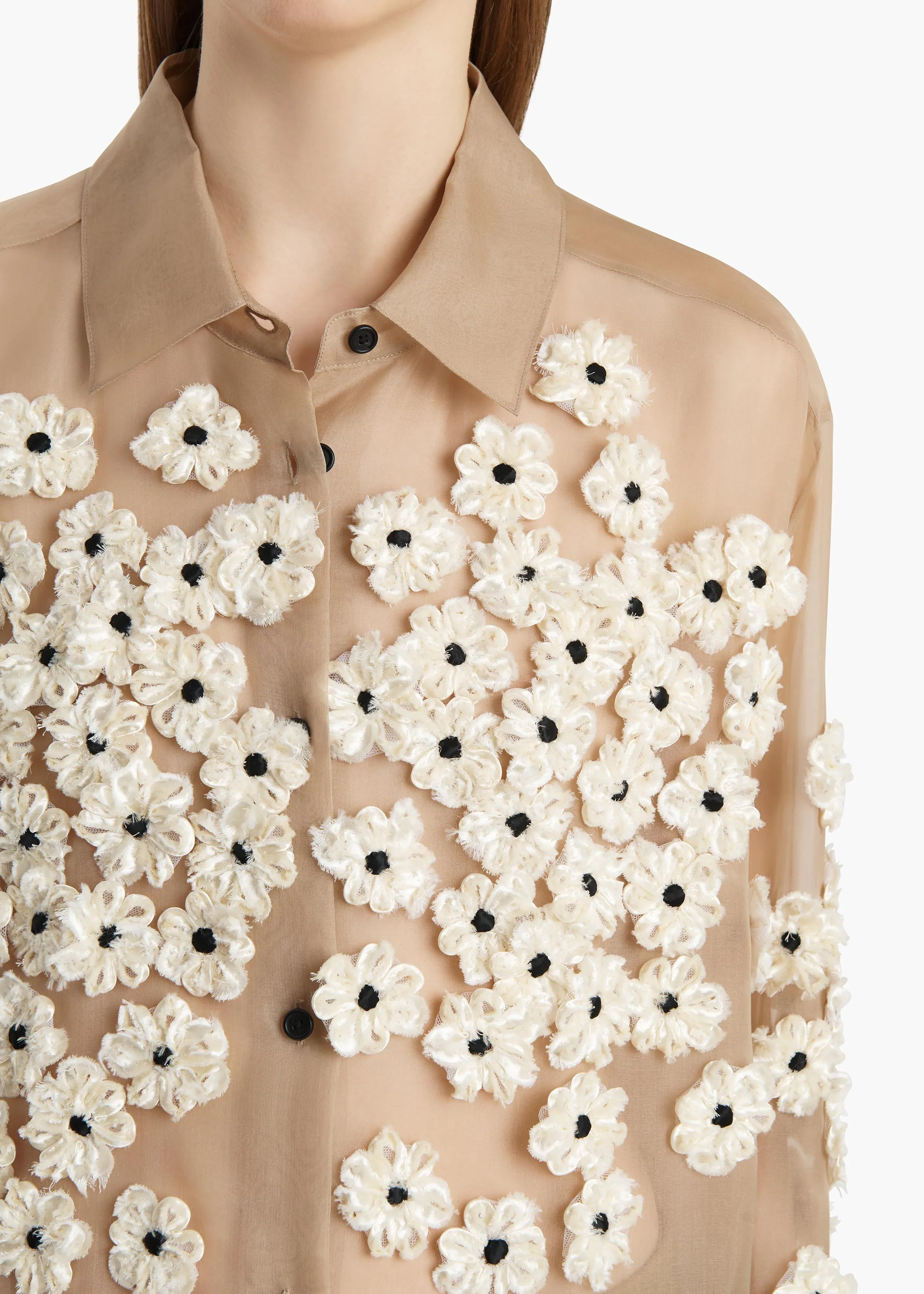 Argo Top in Tea Stain with Floral Embroidery sold by KHAITE product image thumbnail 5