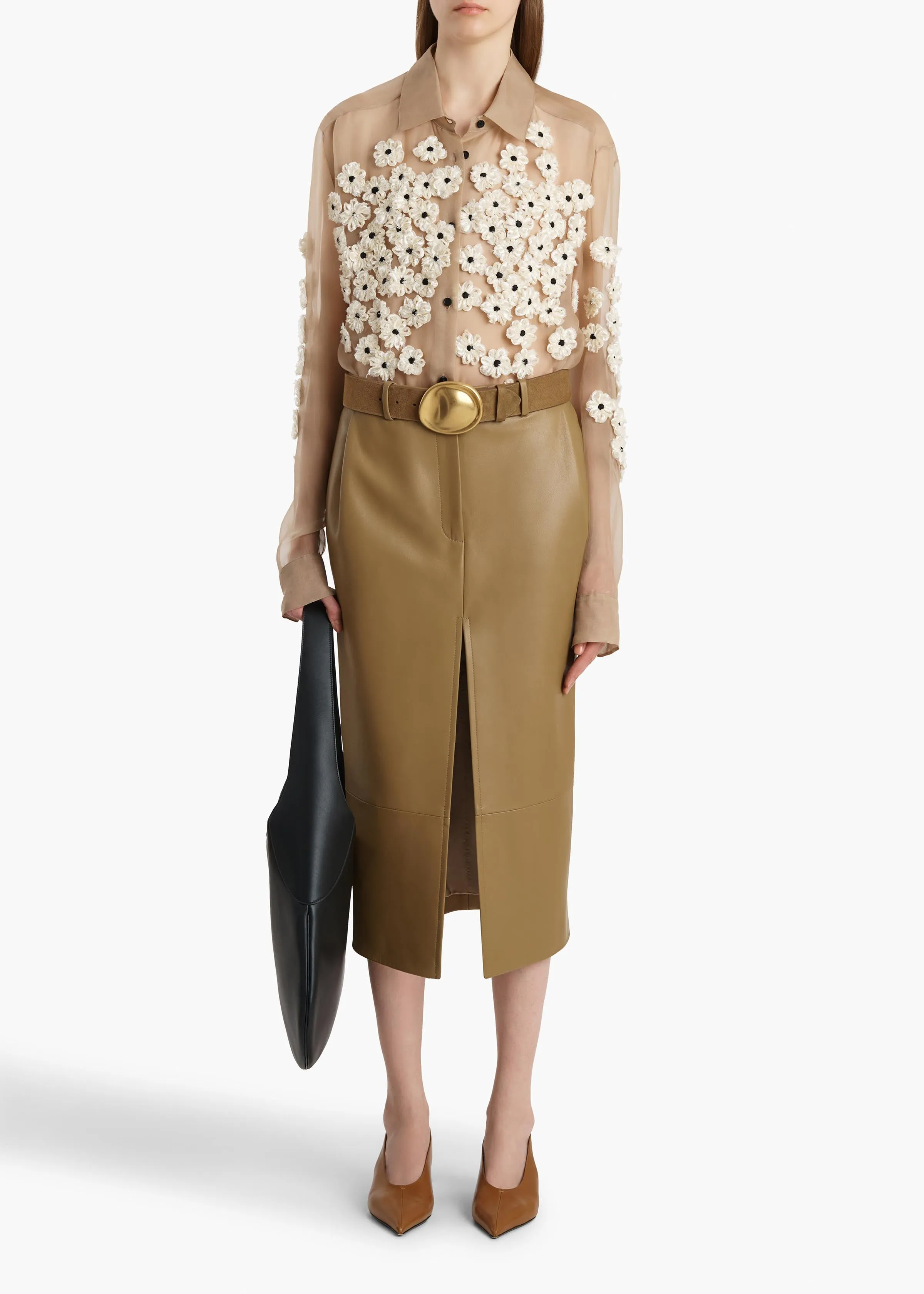 Argo Top in Tea Stain with Floral Embroidery sold by KHAITE product image thumbnail 2