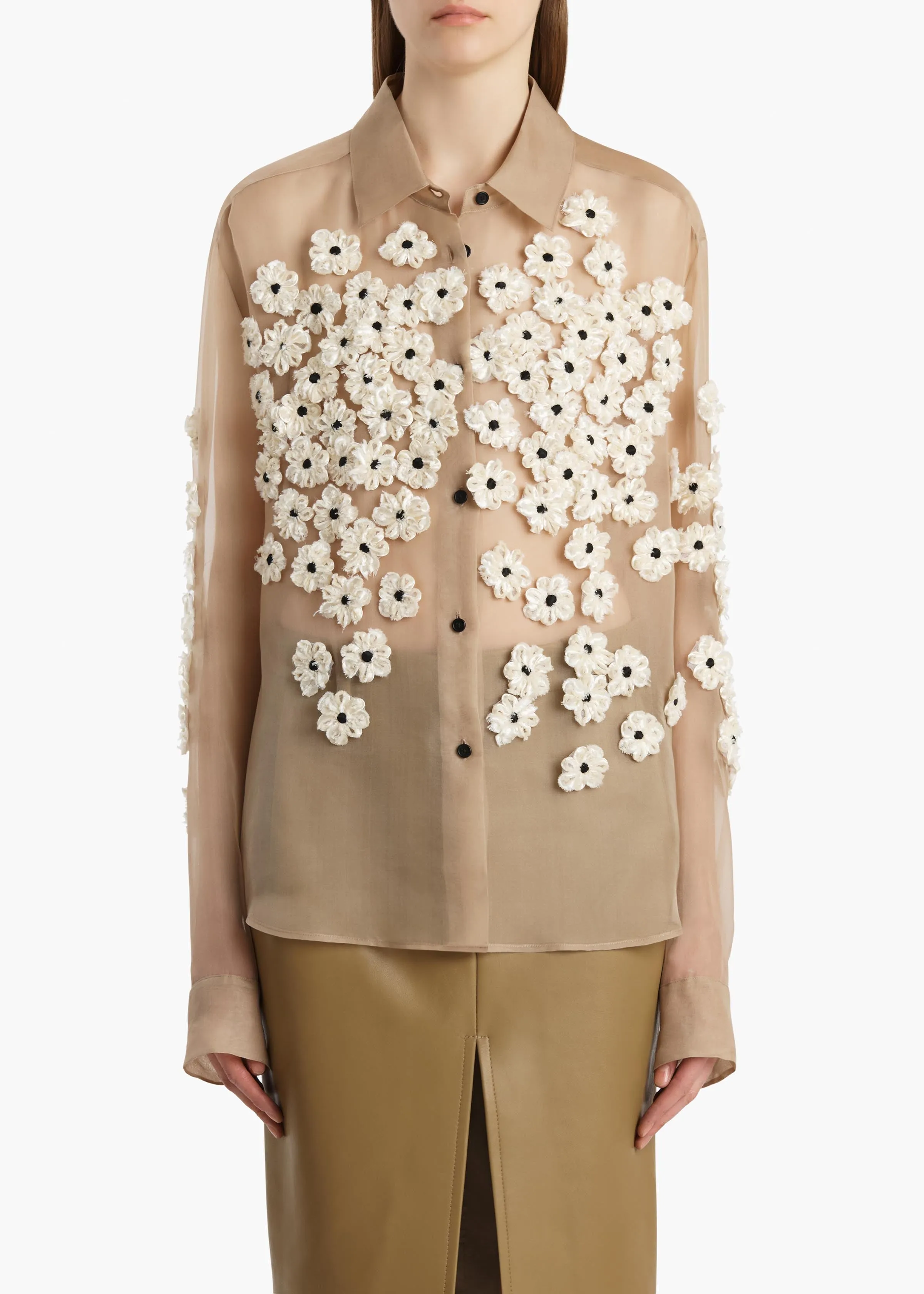 Argo Top in Tea Stain with Floral Embroidery sold by KHAITE product image thumbnail 3