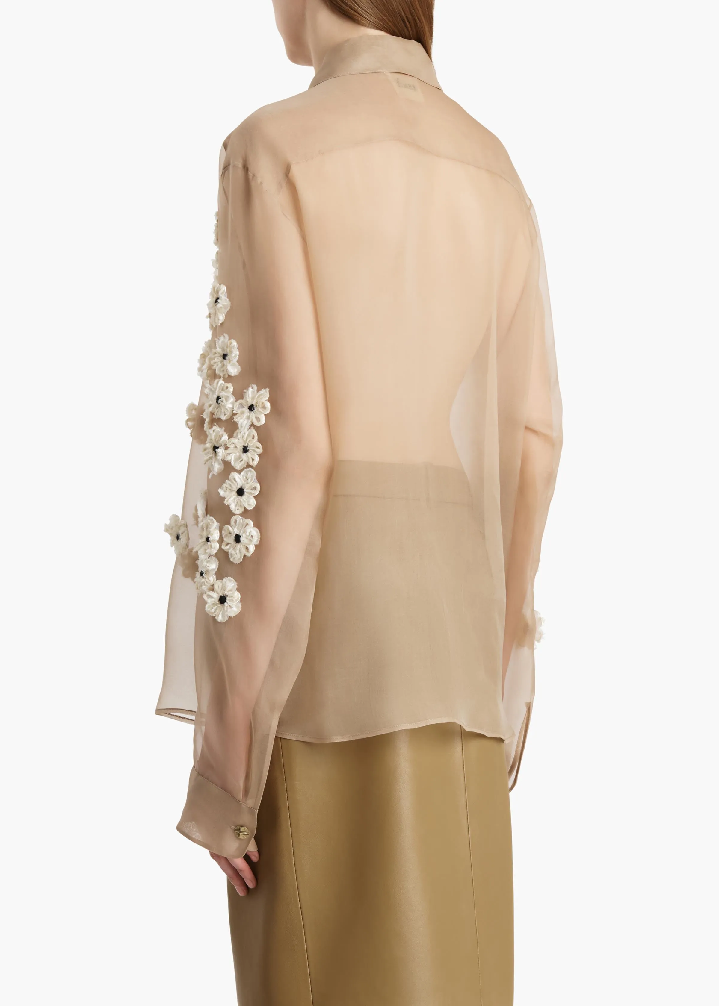 Argo Top in Tea Stain with Floral Embroidery sold by KHAITE product image thumbnail 4