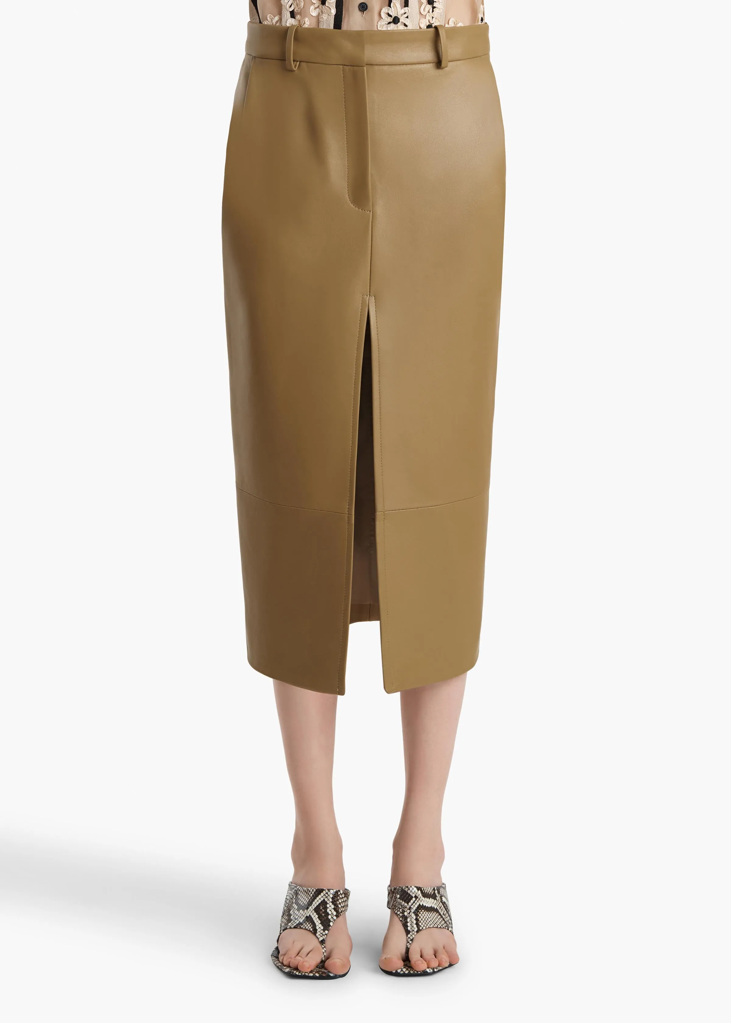 Anden Skirt in Golden Ochre Leather sold by KHAITE product image thumbnail 3