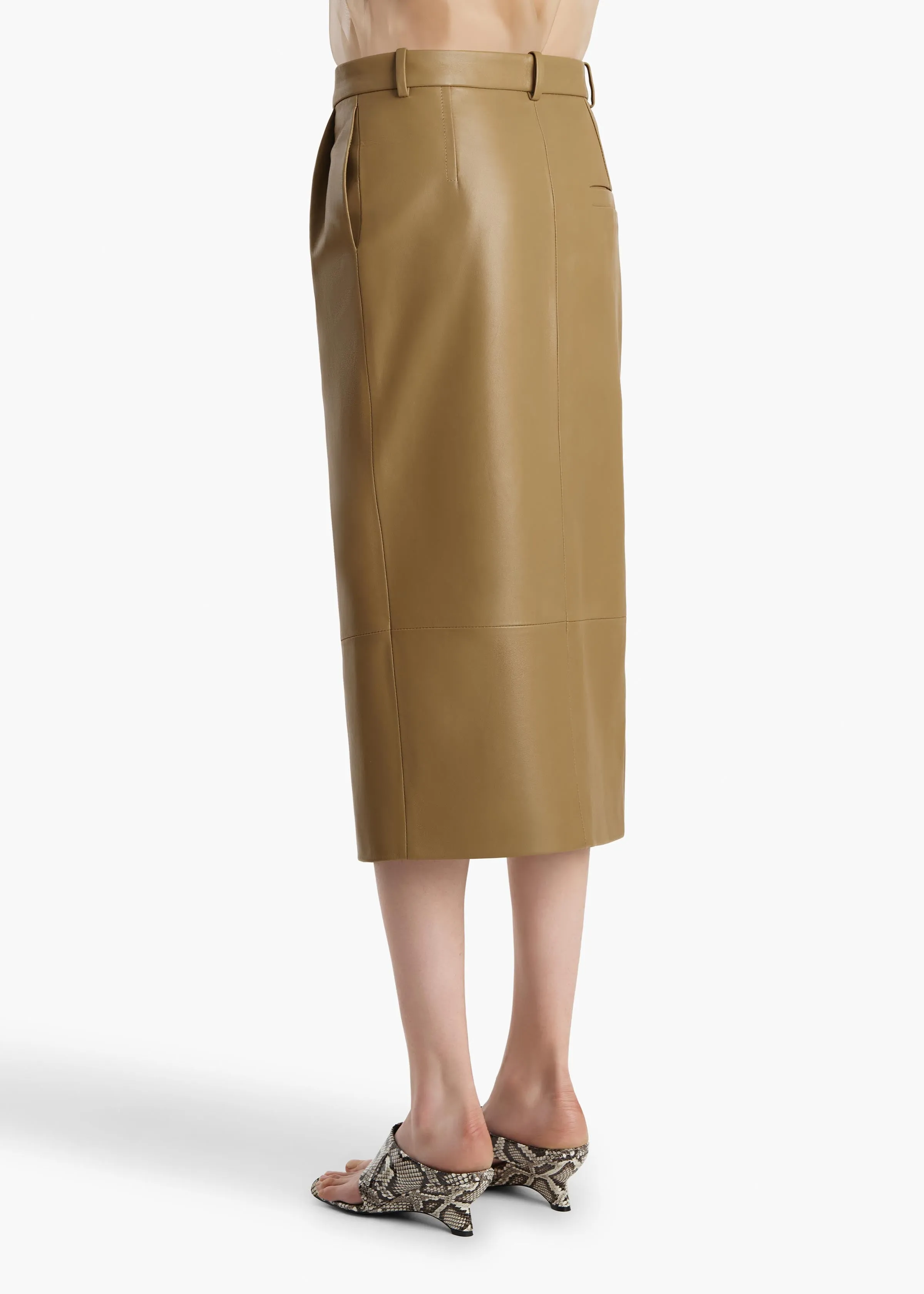 Anden Skirt in Golden Ochre Leather sold by KHAITE product image thumbnail 4