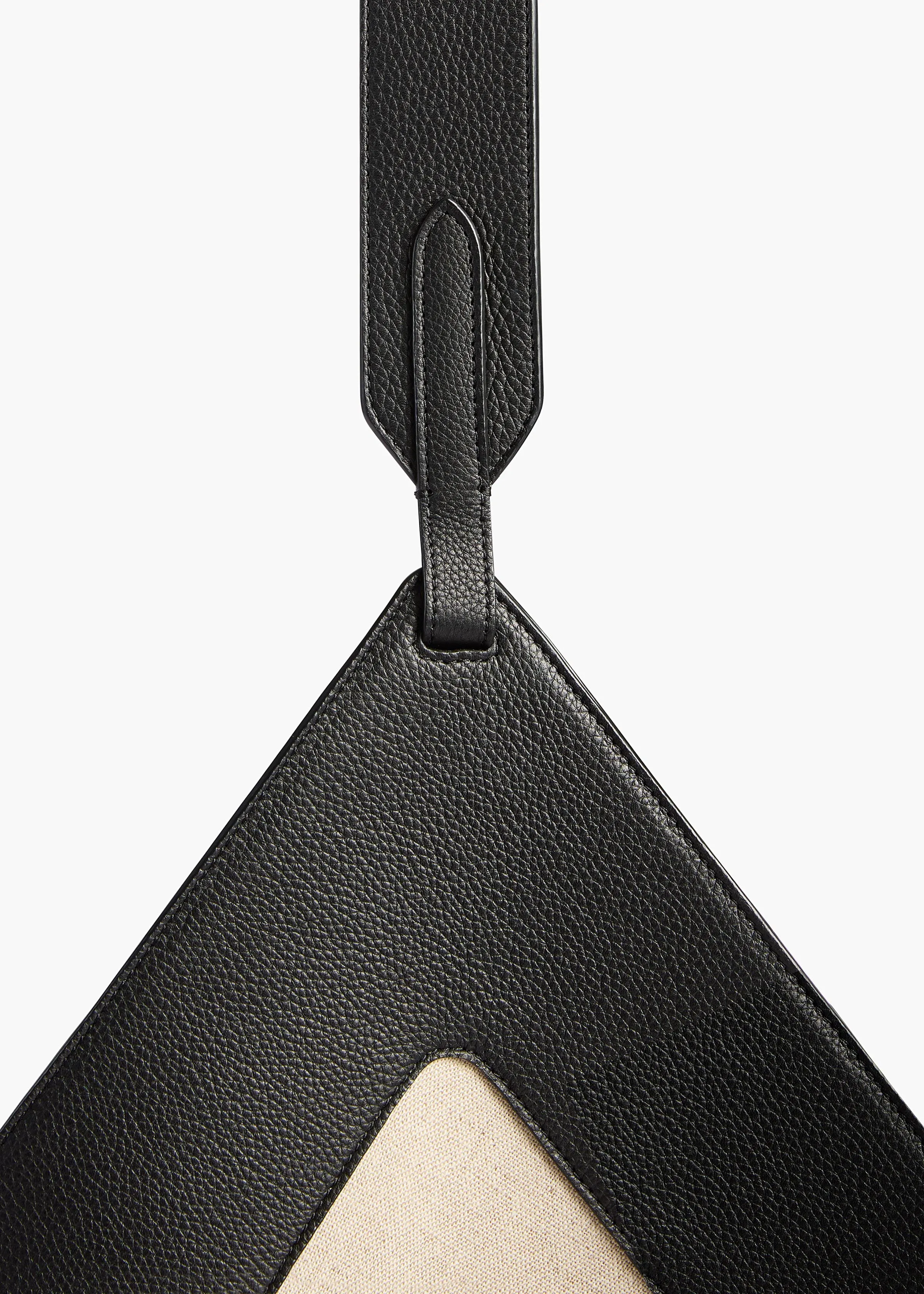 Medium Lotus Tote in Black Leather and Natural Canvas sold by KHAITE product image thumbnail 4