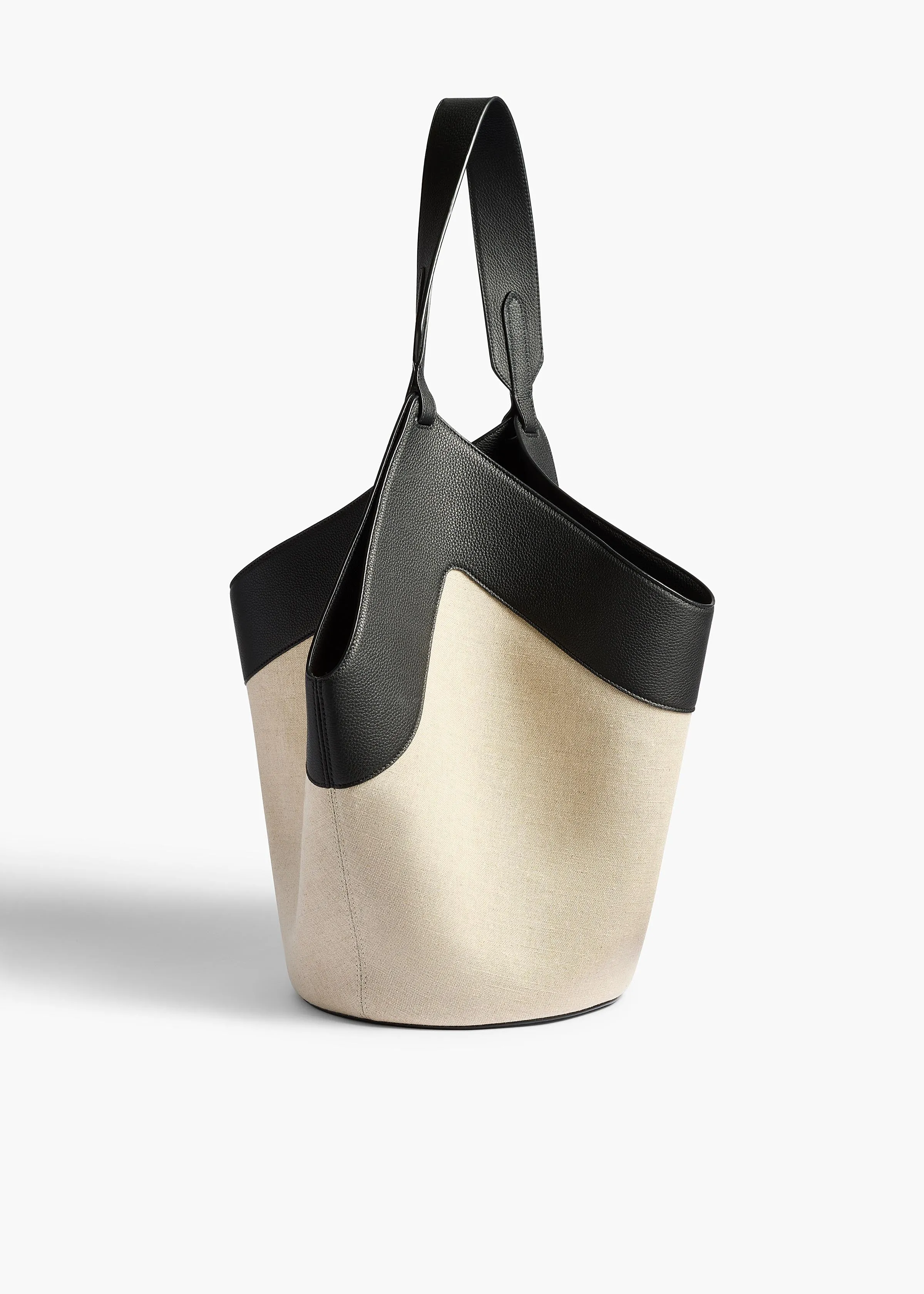 Medium Lotus Tote in Black Leather and Natural Canvas sold by KHAITE product image thumbnail 2