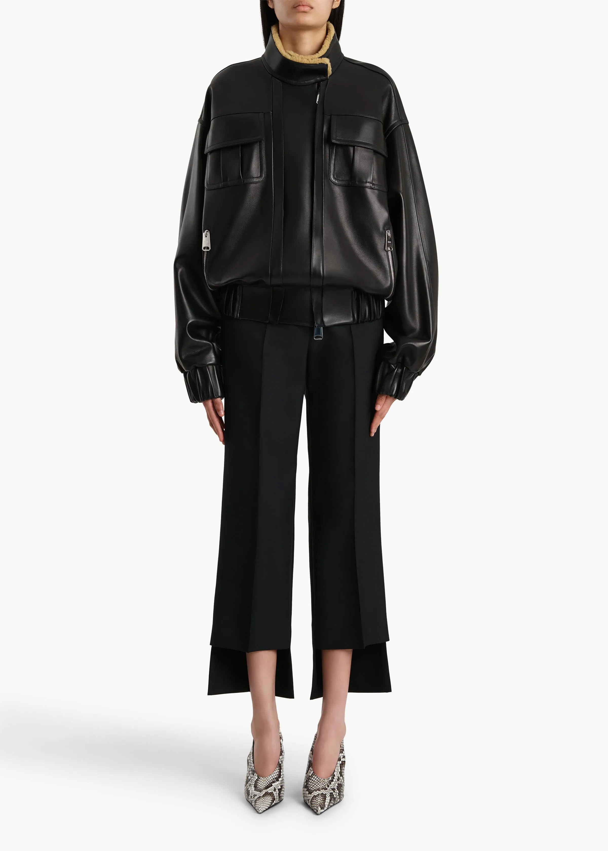 Malone Jacket in Black Leather with Shearling Collar sold by KHAITE product image thumbnail 2