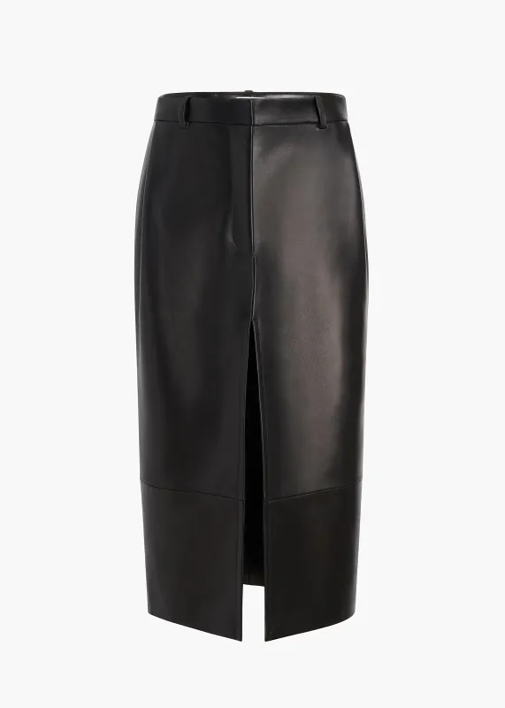 Anden Skirt in Black Leather made by KHAITE