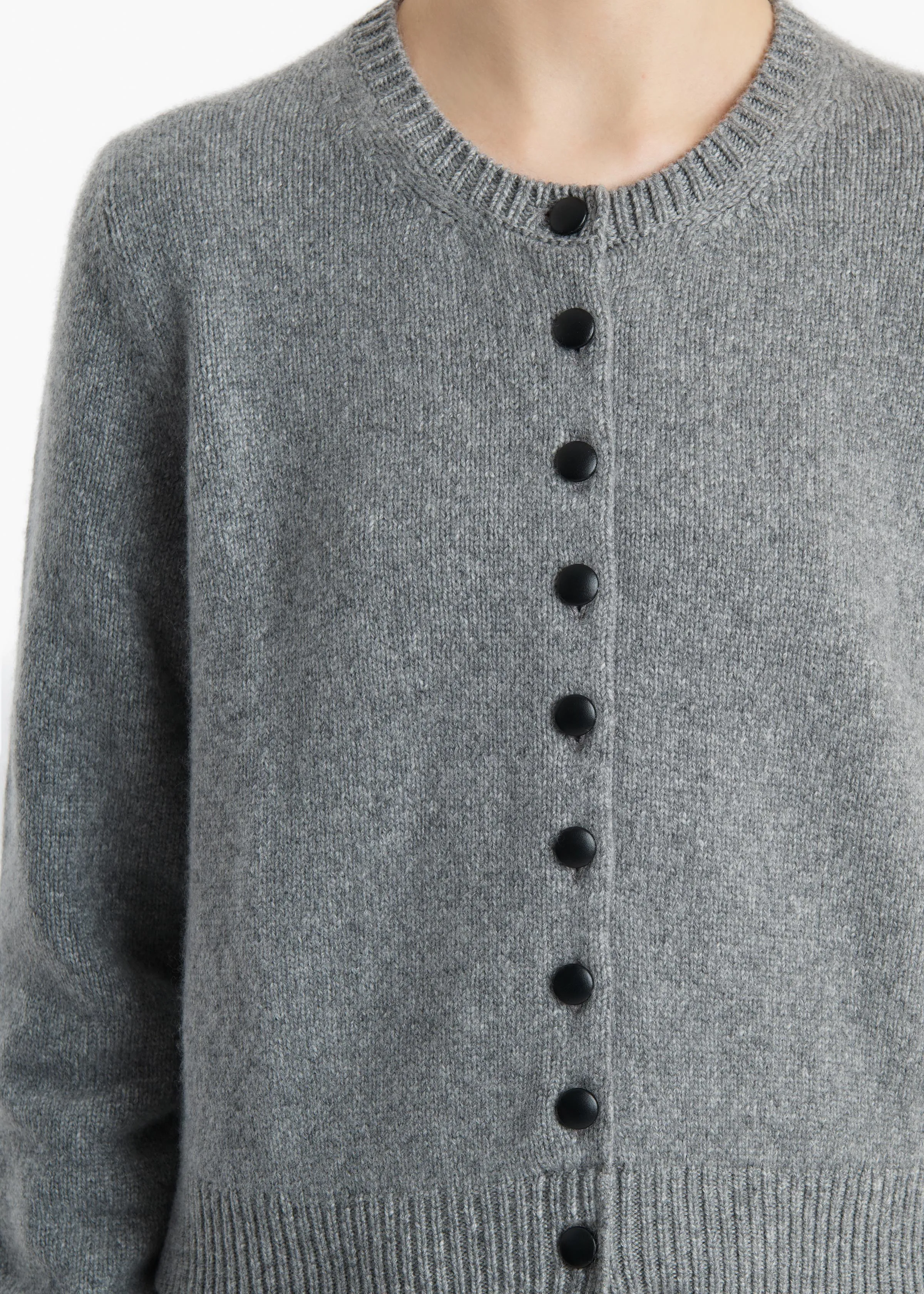 Everheart Cardigan in Fog with Leather Buttons sold by KHAITE product image thumbnail 5