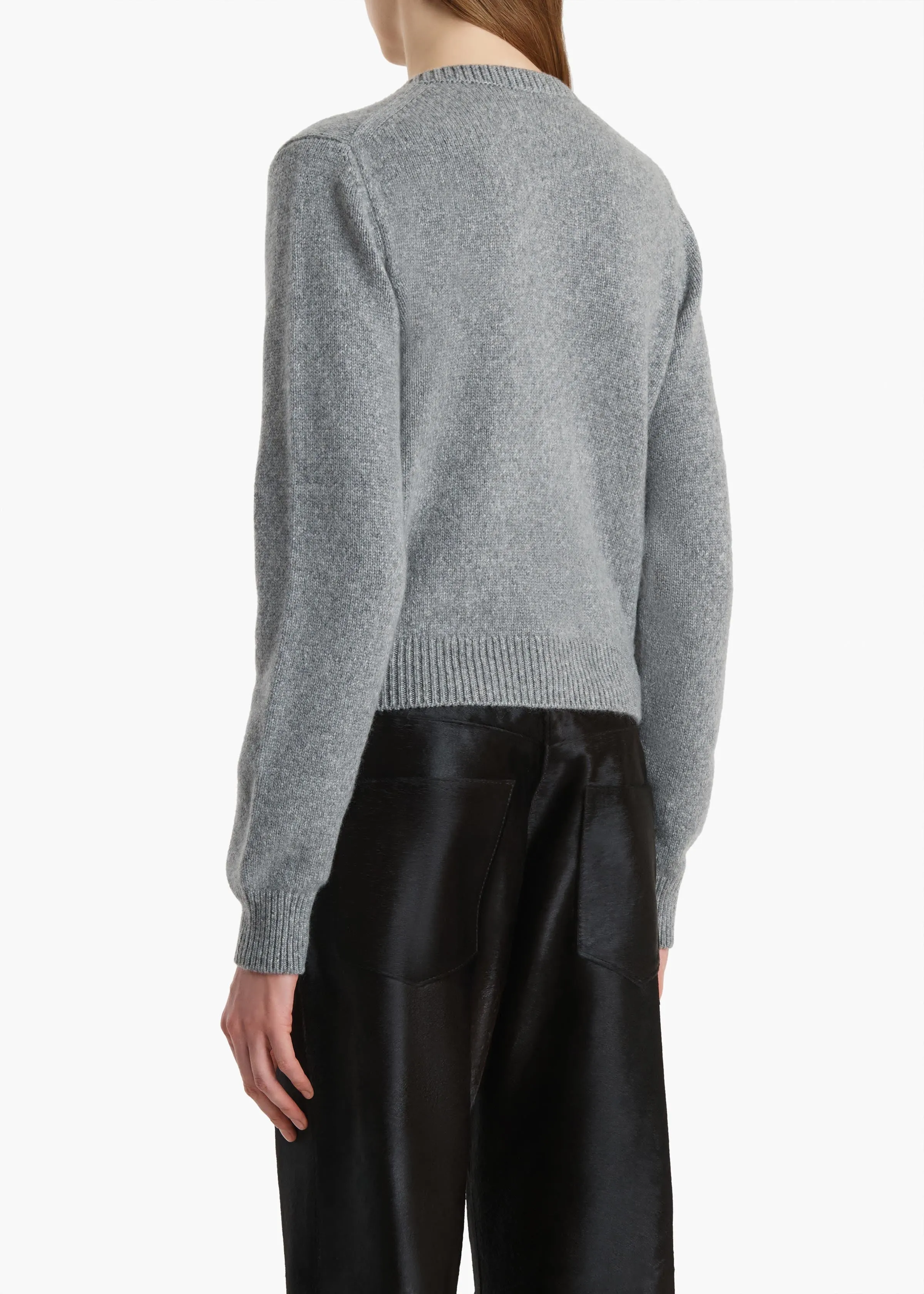 Everheart Cardigan in Fog with Leather Buttons sold by KHAITE product image thumbnail 4