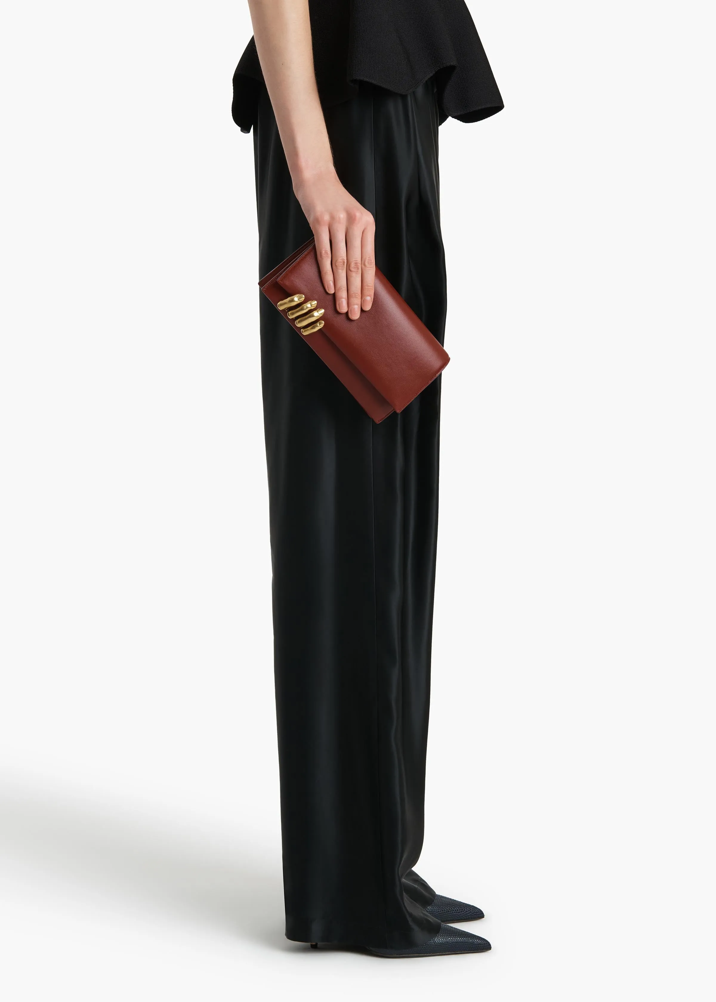 Sculpted Hand Clutch in Oxblood Leather sold by KHAITE product image thumbnail 5