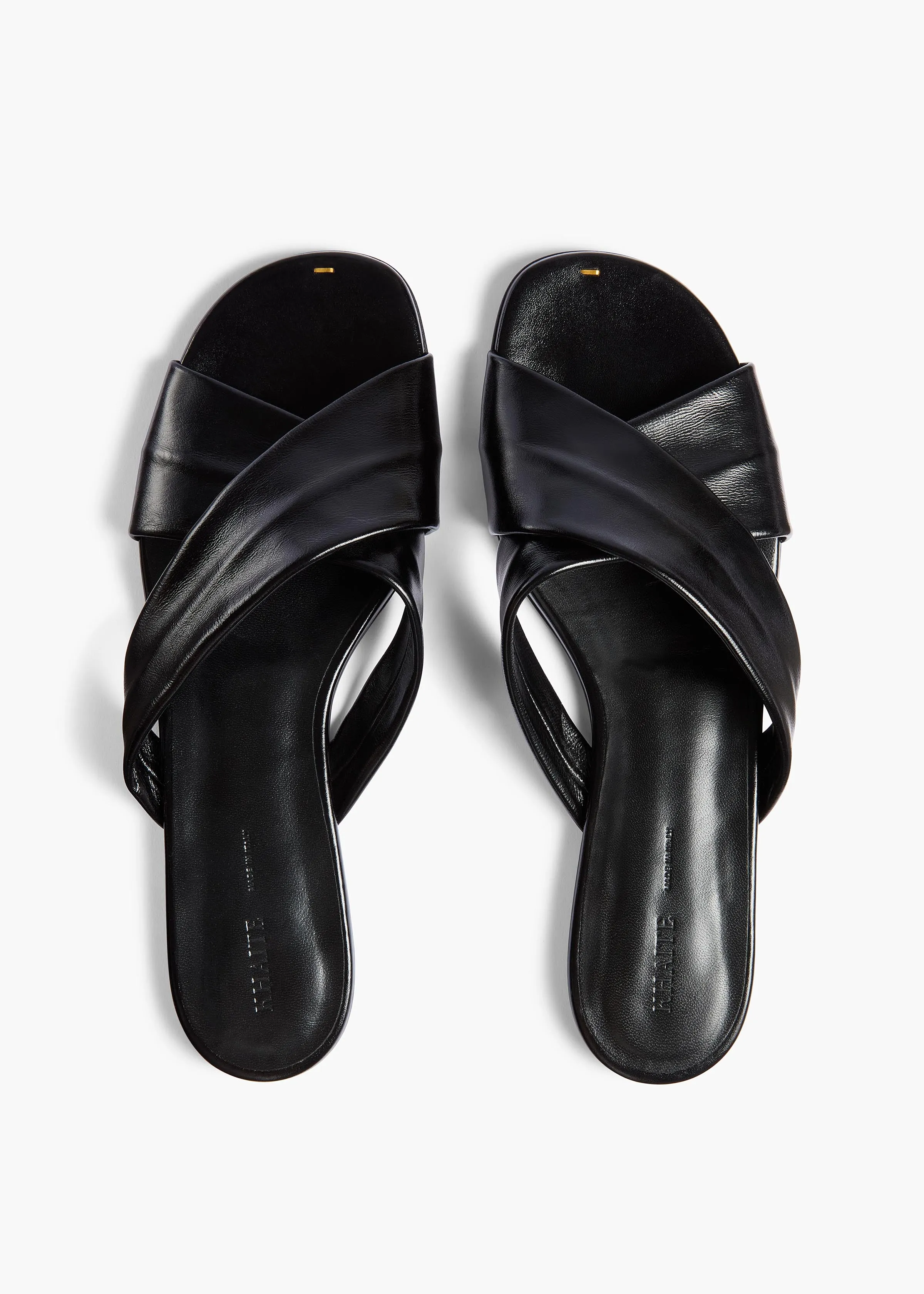 Liria Flat Sandal in Black Glazed Leather sold by KHAITE product image thumbnail 4