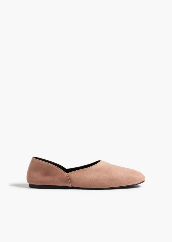 Jane Flat in Dusty Pink Suede made by KHAITE