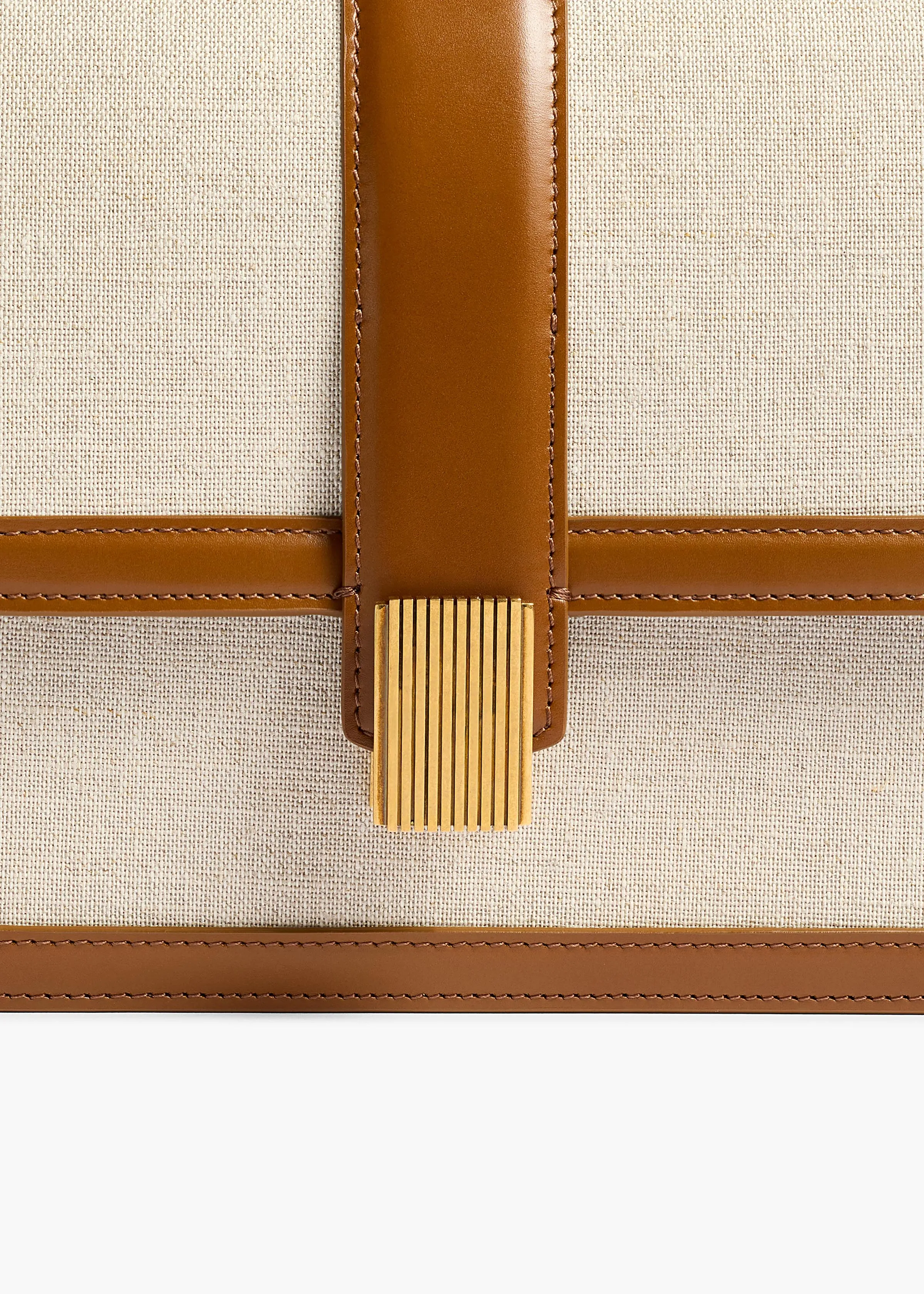 Blake Crossbody Bag in Dark Honey Leather with Natural Canvas sold by KHAITE product image thumbnail 4