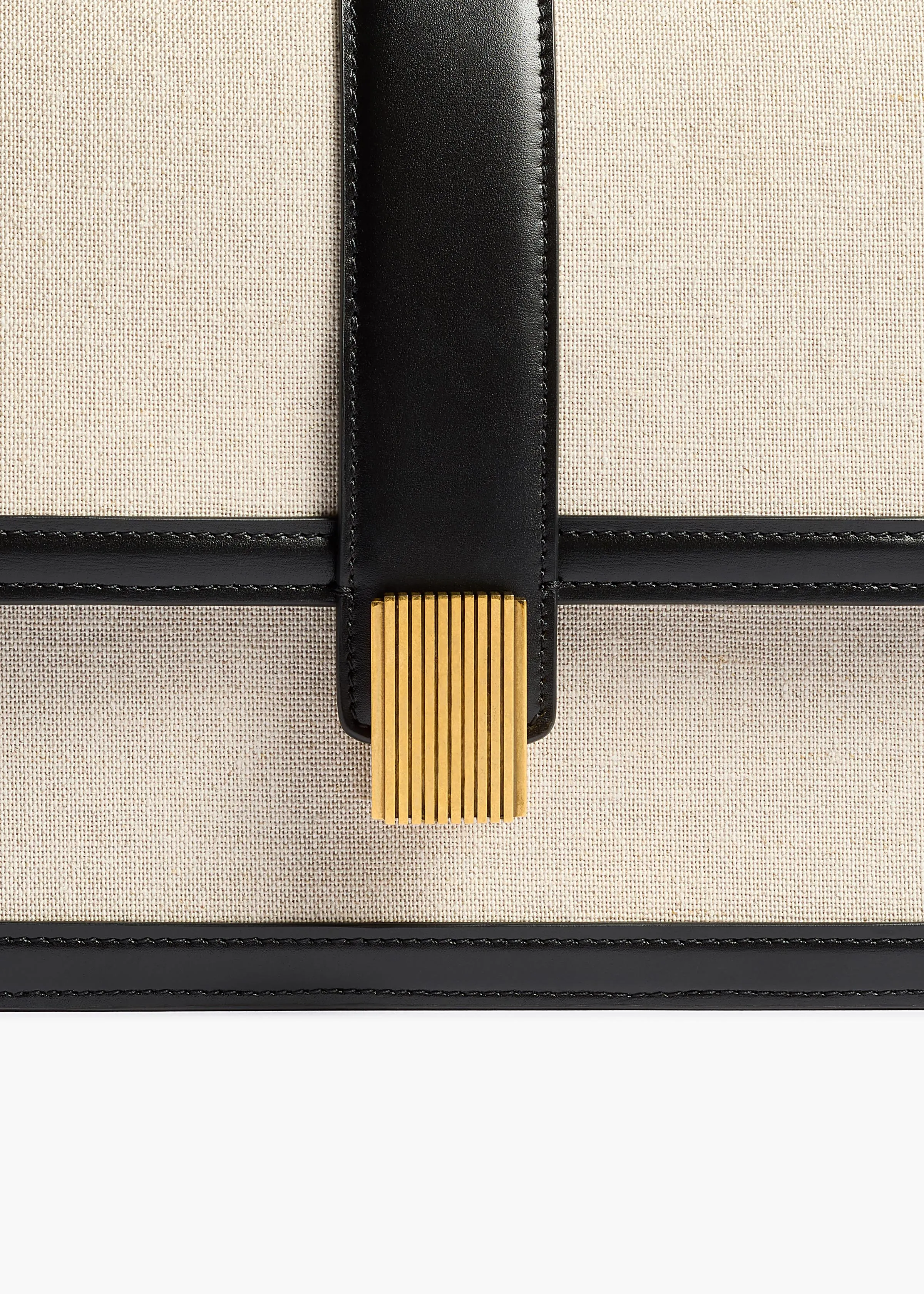 Blake Crossbody Bag in Black Leather with Natural Canvas sold by KHAITE product image thumbnail 4