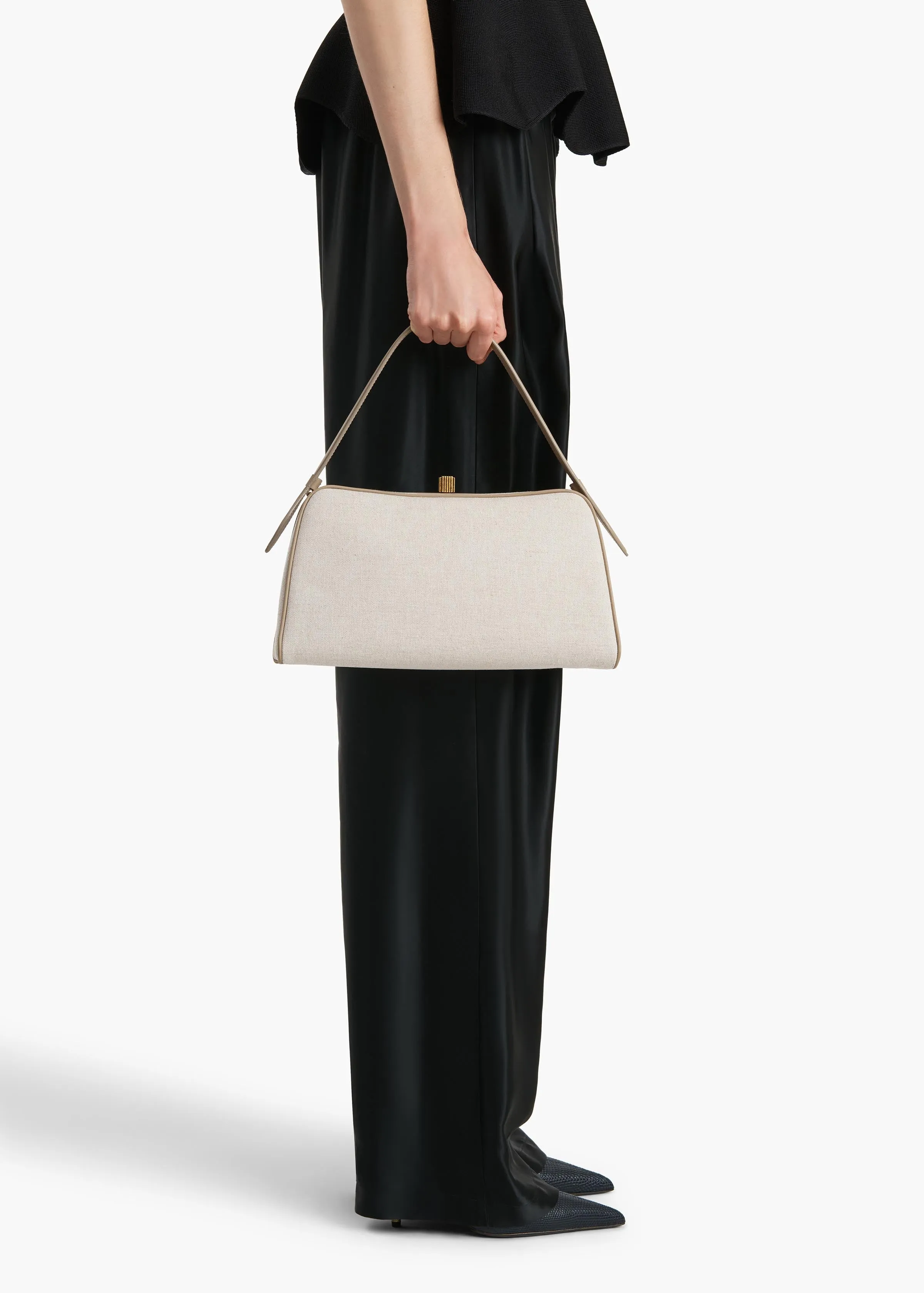 Cate Bag in Toffee Leather and Natural Canvas sold by KHAITE product image thumbnail 5