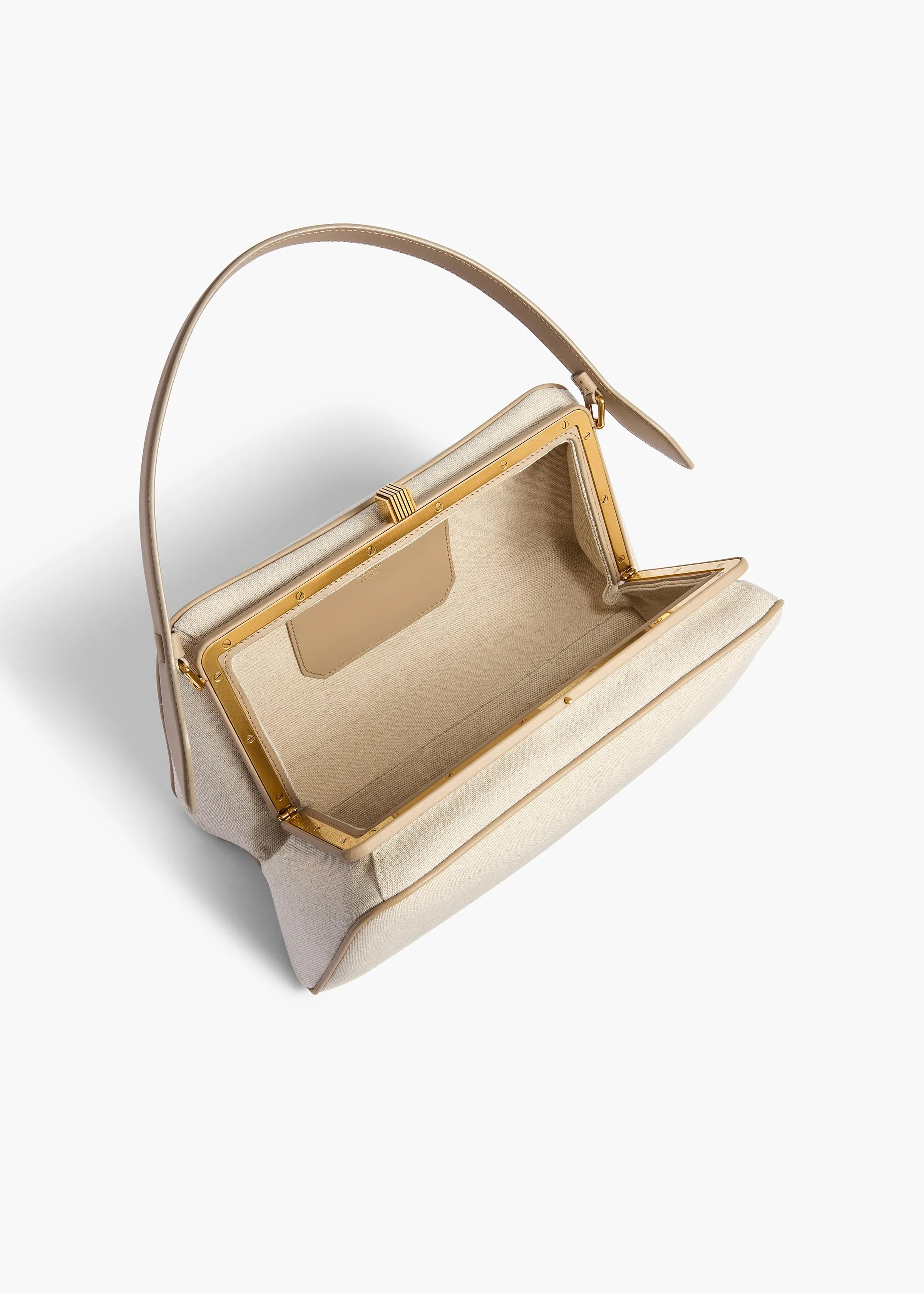 Cate Bag in Toffee Leather and Natural Canvas sold by KHAITE product image thumbnail 3