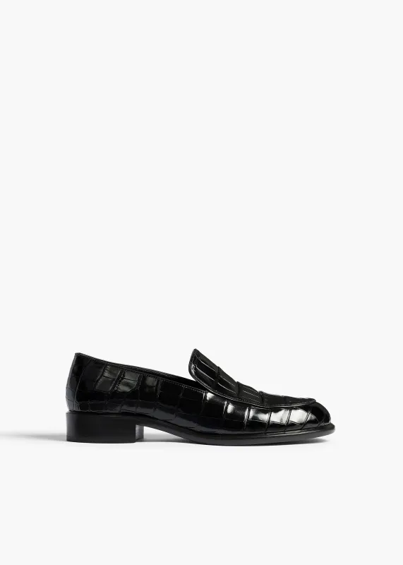 Miles Loafer in Black Alligator made by KHAITE