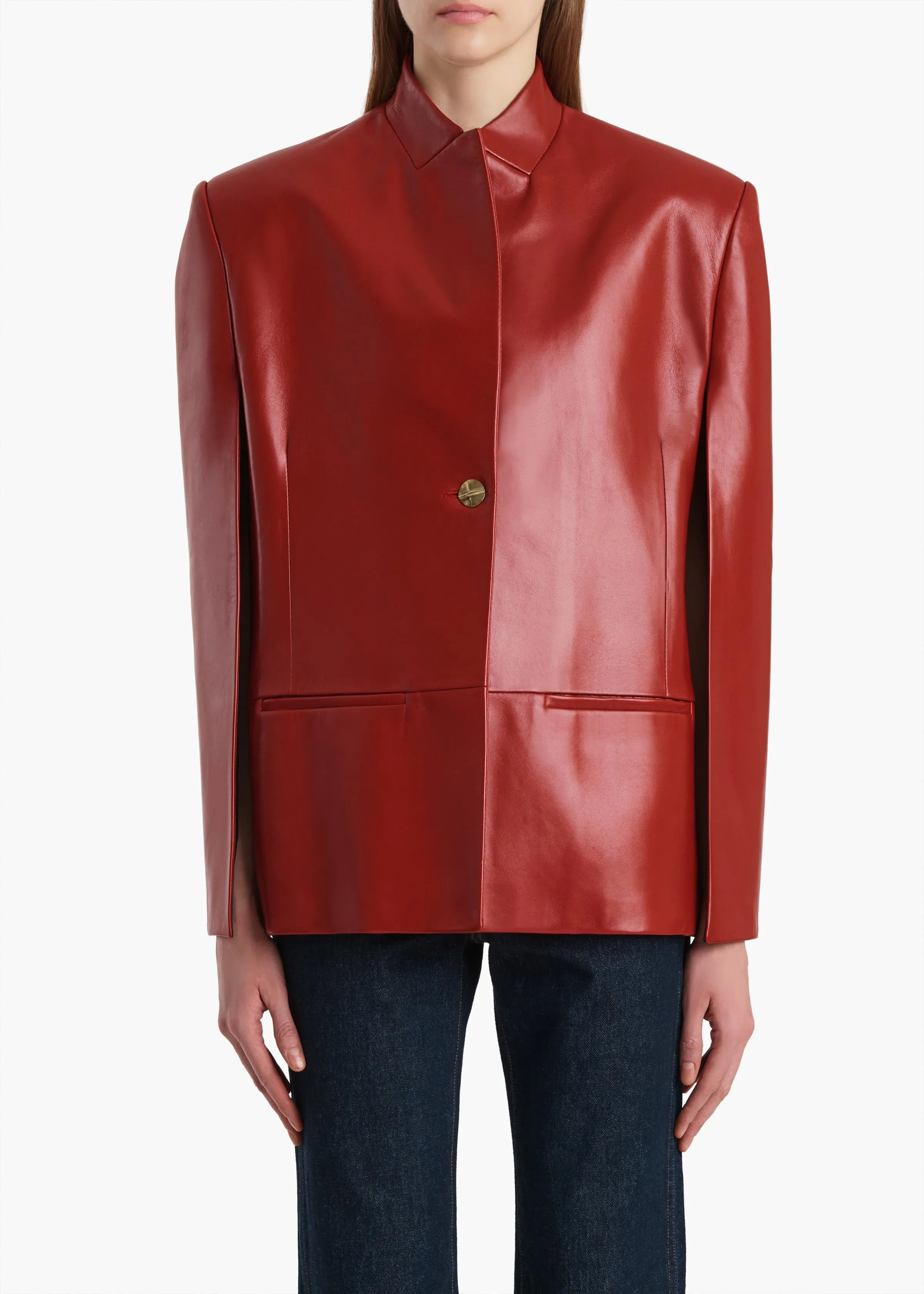 Dolso Jacket in Deep Red Leather sold by KHAITE product image thumbnail 3