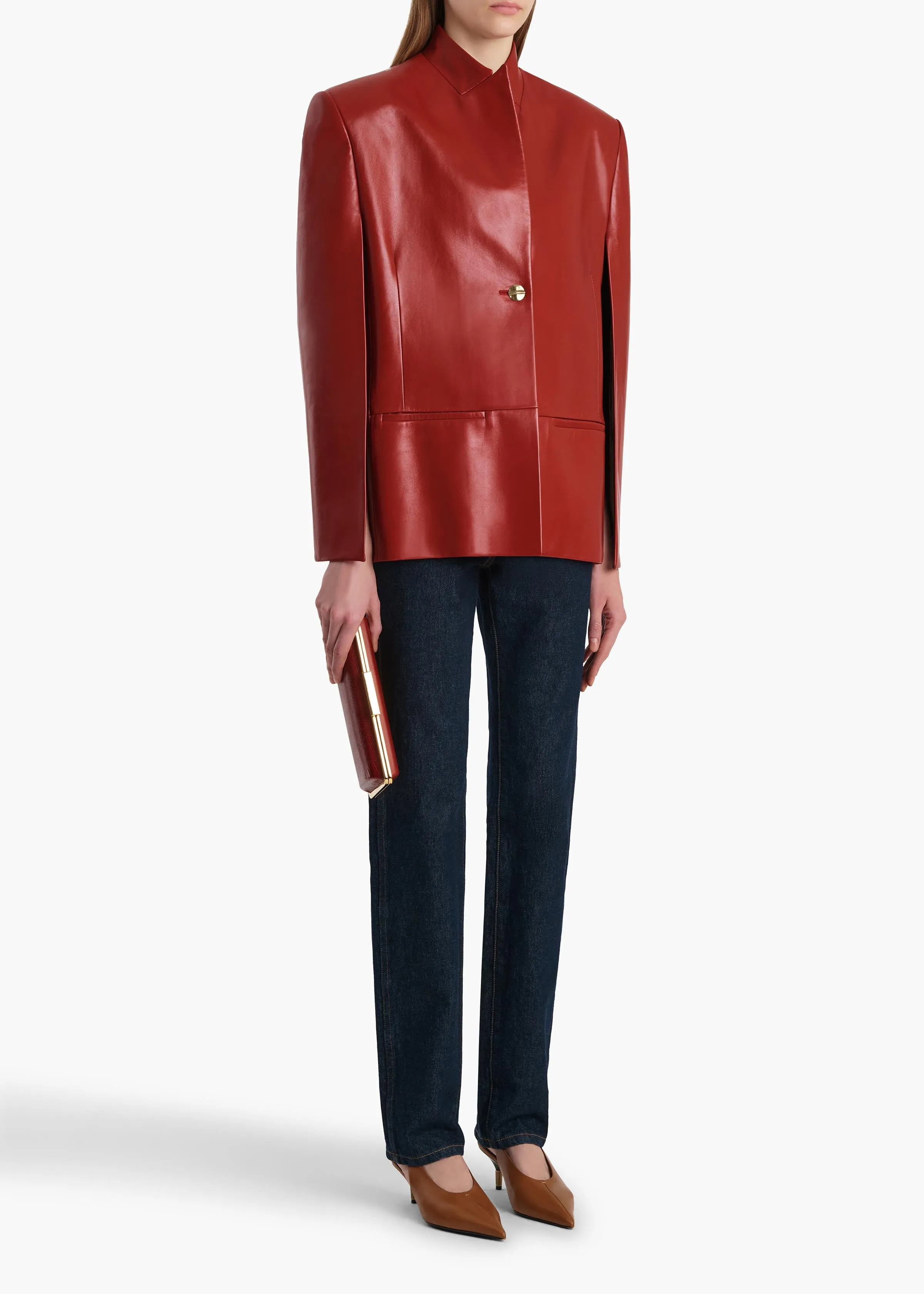 Dolso Jacket in Deep Red Leather sold by KHAITE product image thumbnail 2