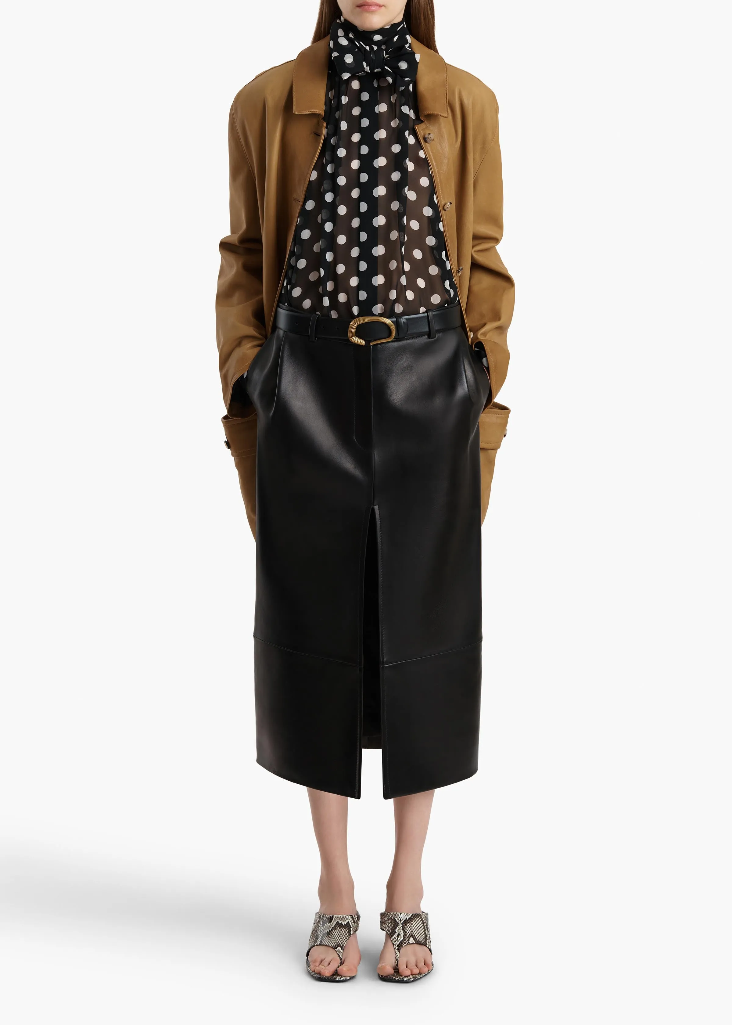 Harmon Coat in Golden Ochre Washed Leather sold by KHAITE product image thumbnail 2