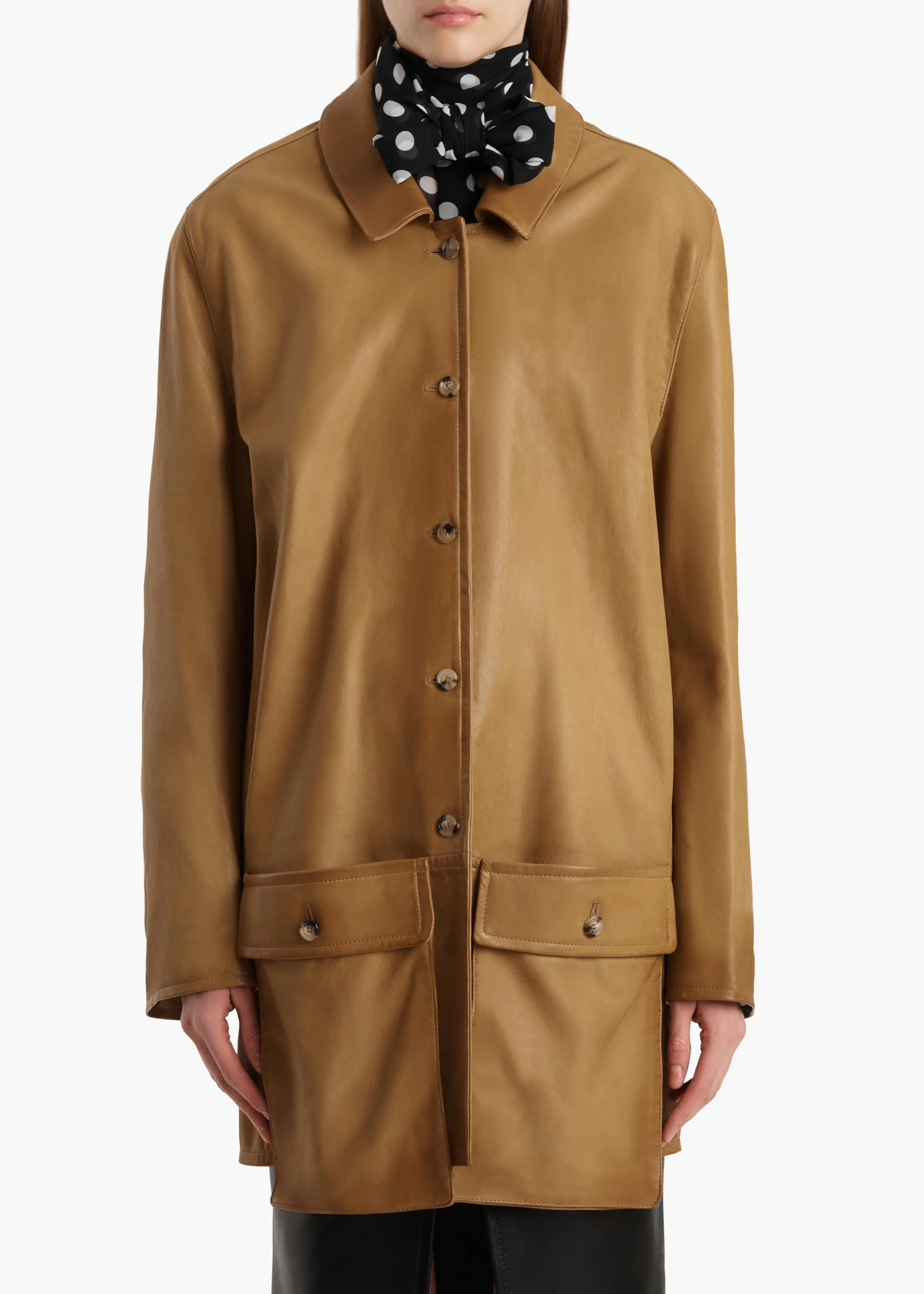 Harmon Coat in Golden Ochre Washed Leather sold by KHAITE product image thumbnail 3