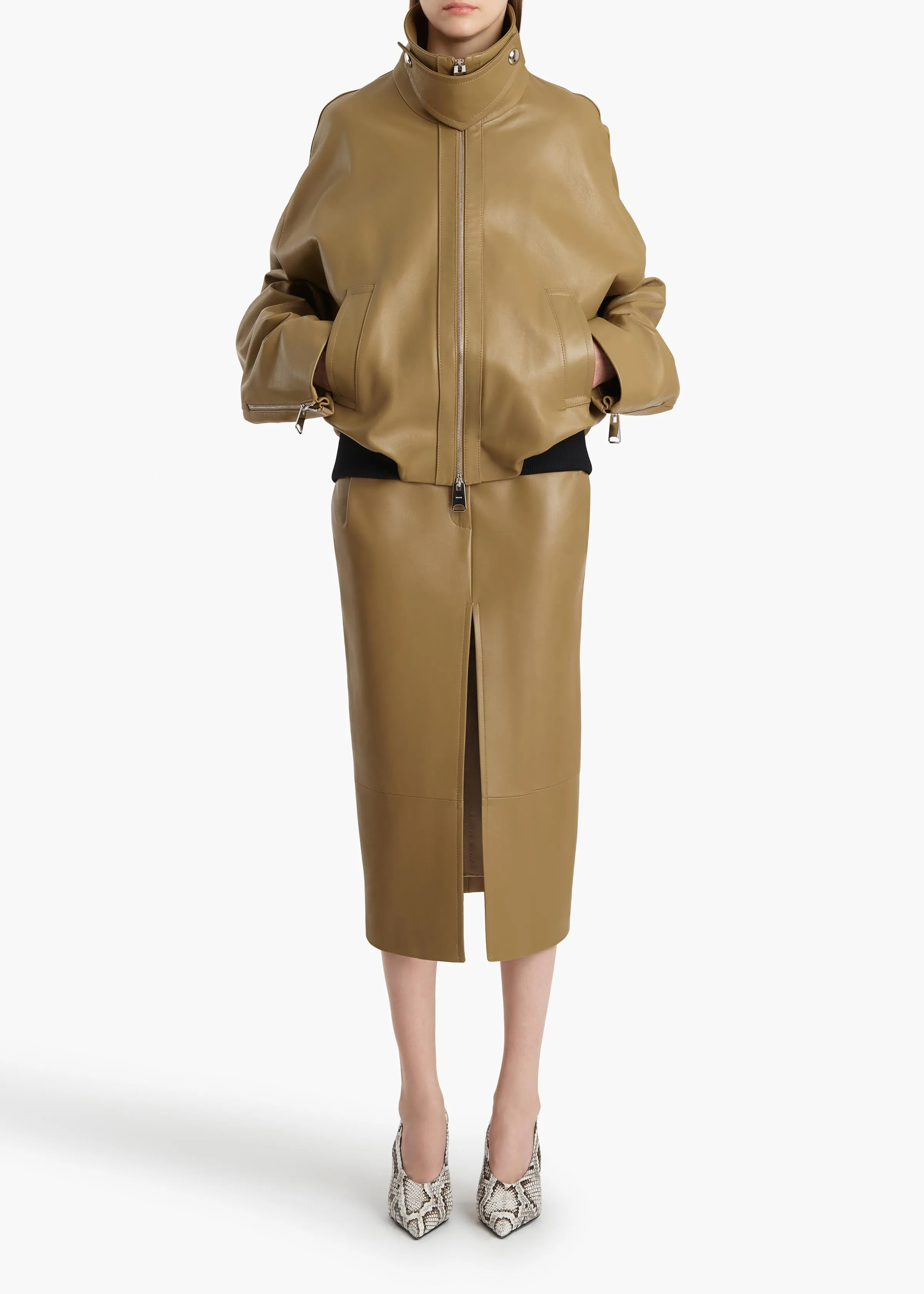 Hamett Jacket in Gold Ochre Leather sold by KHAITE product image thumbnail 2