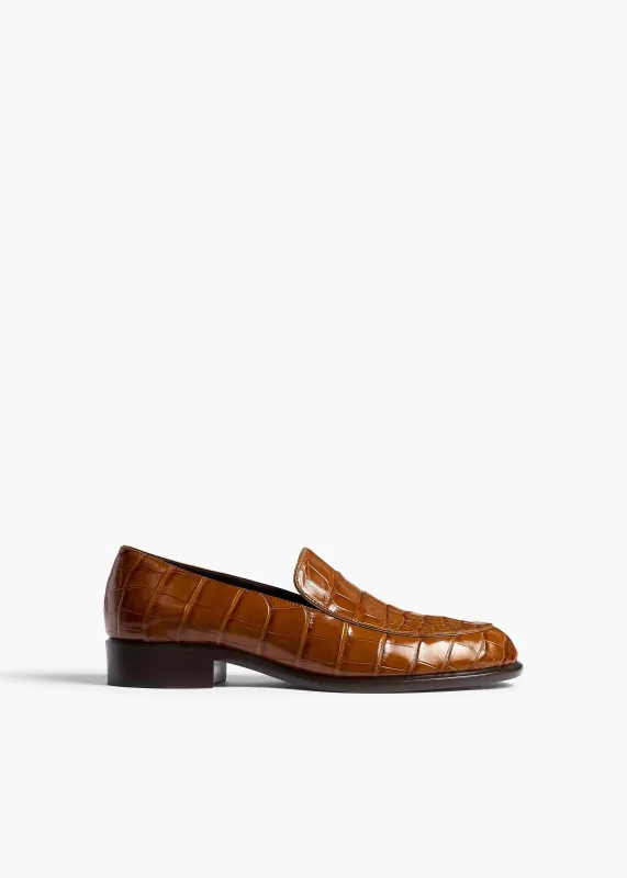 Miles Loafer in Dark Honey Alligator made by KHAITE