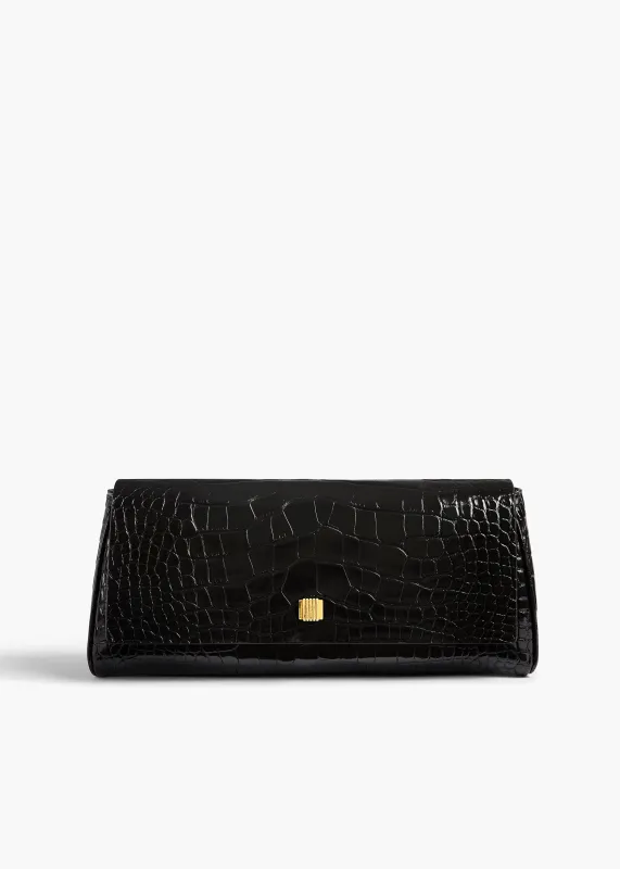 Audrey Clutch in Black Alligator made by KHAITE
