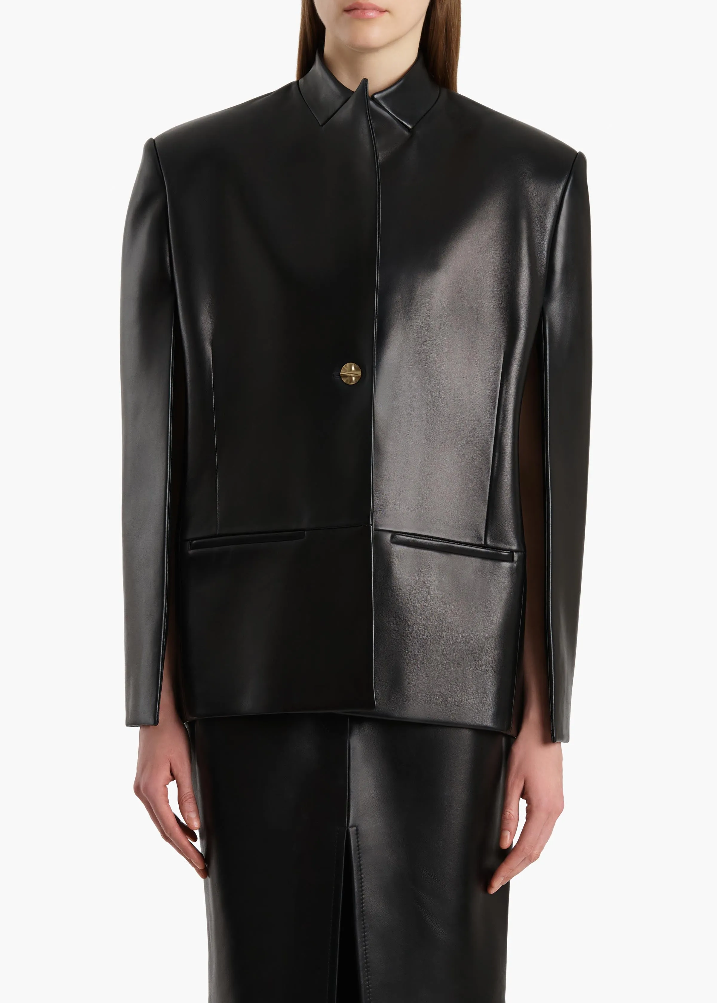Dolso Jacket in Black Leather sold by KHAITE product image thumbnail 3