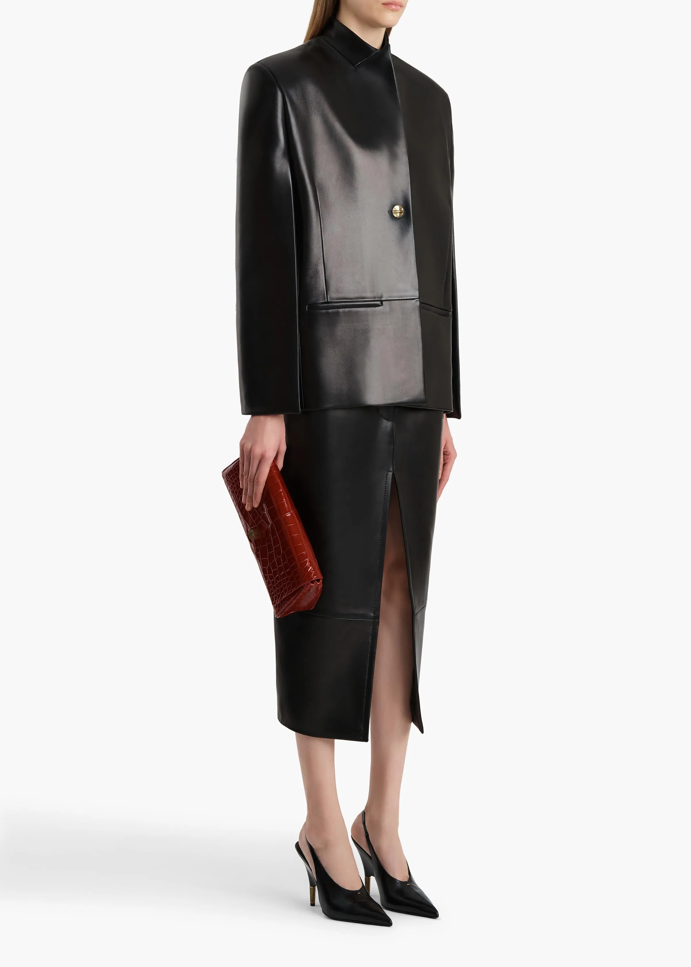 Dolso Jacket in Black Leather sold by KHAITE product image thumbnail 2