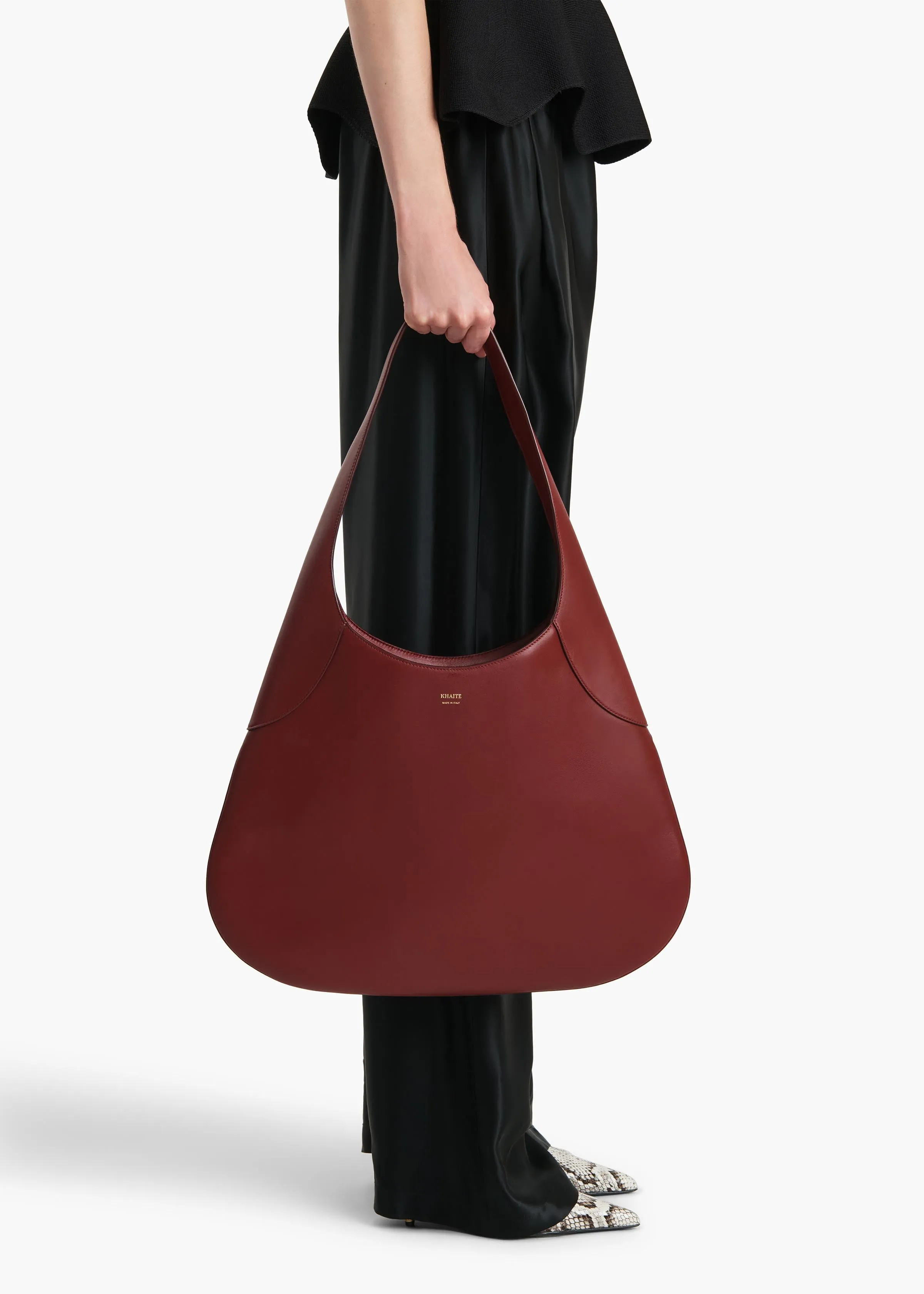 Large Joan Hobo in Oxblood Leather sold by KHAITE product image thumbnail 5
