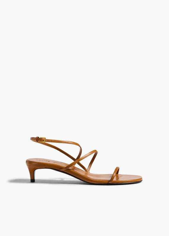Loop Kitten Heel Sandal in Cuoio Leather made by KHAITE