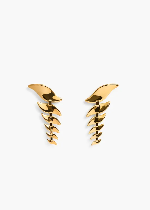 Leaf Cascading Earrings in Gold sold by KHAITE