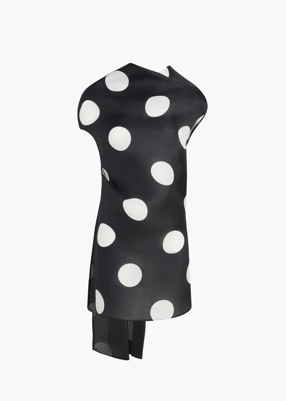 Tatia Dress in Black with White Large Dots made by KHAITE