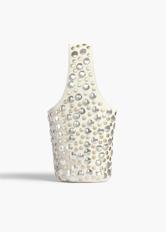 Livia Bag in Optic White Leather with Silver Studs sold by KHAITE