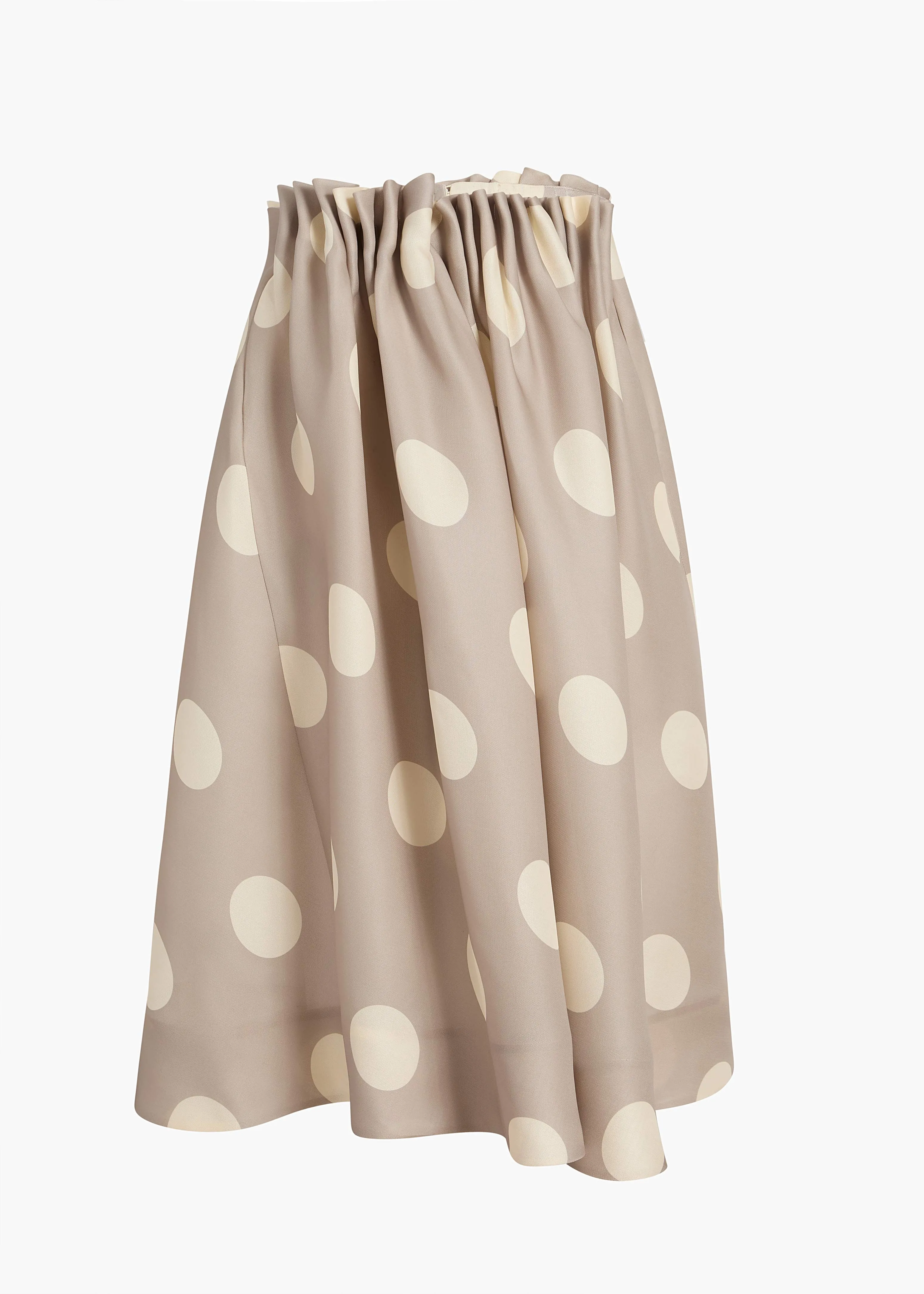 Riley Skirt in Tea Stain with White Dots sold by KHAITE