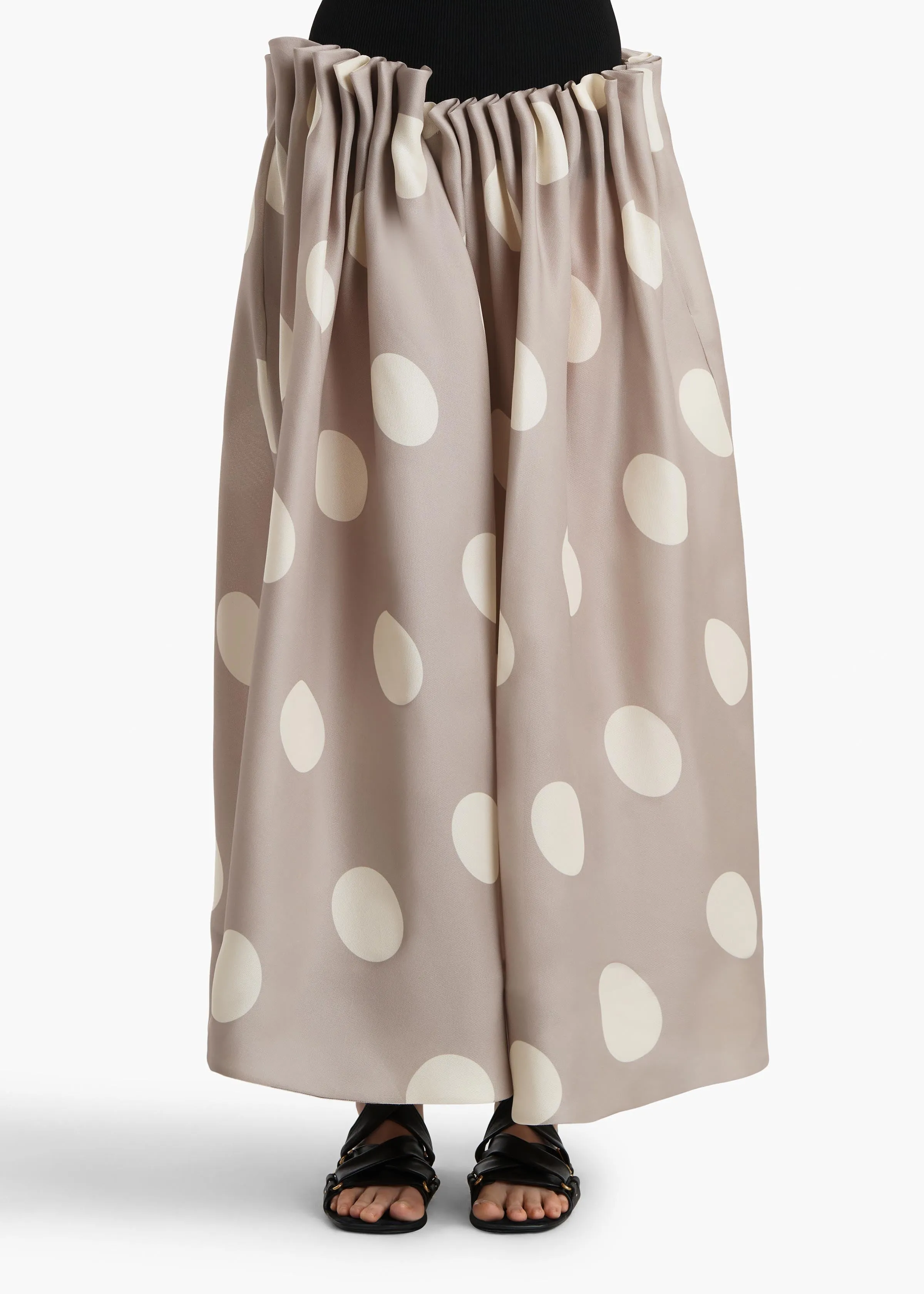Riley Skirt in Tea Stain with White Dots sold by KHAITE product image thumbnail 3