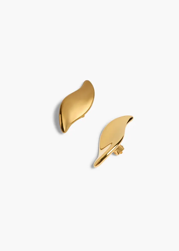 Leaf Earrings in Gold made by KHAITE