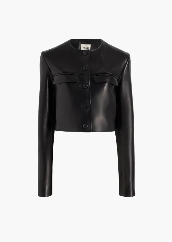 Roto Jacket in Black Leather made by KHAITE