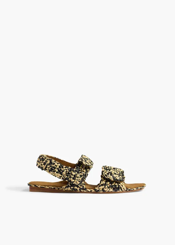 Boden Sandal in Black and White Raffia made by KHAITE