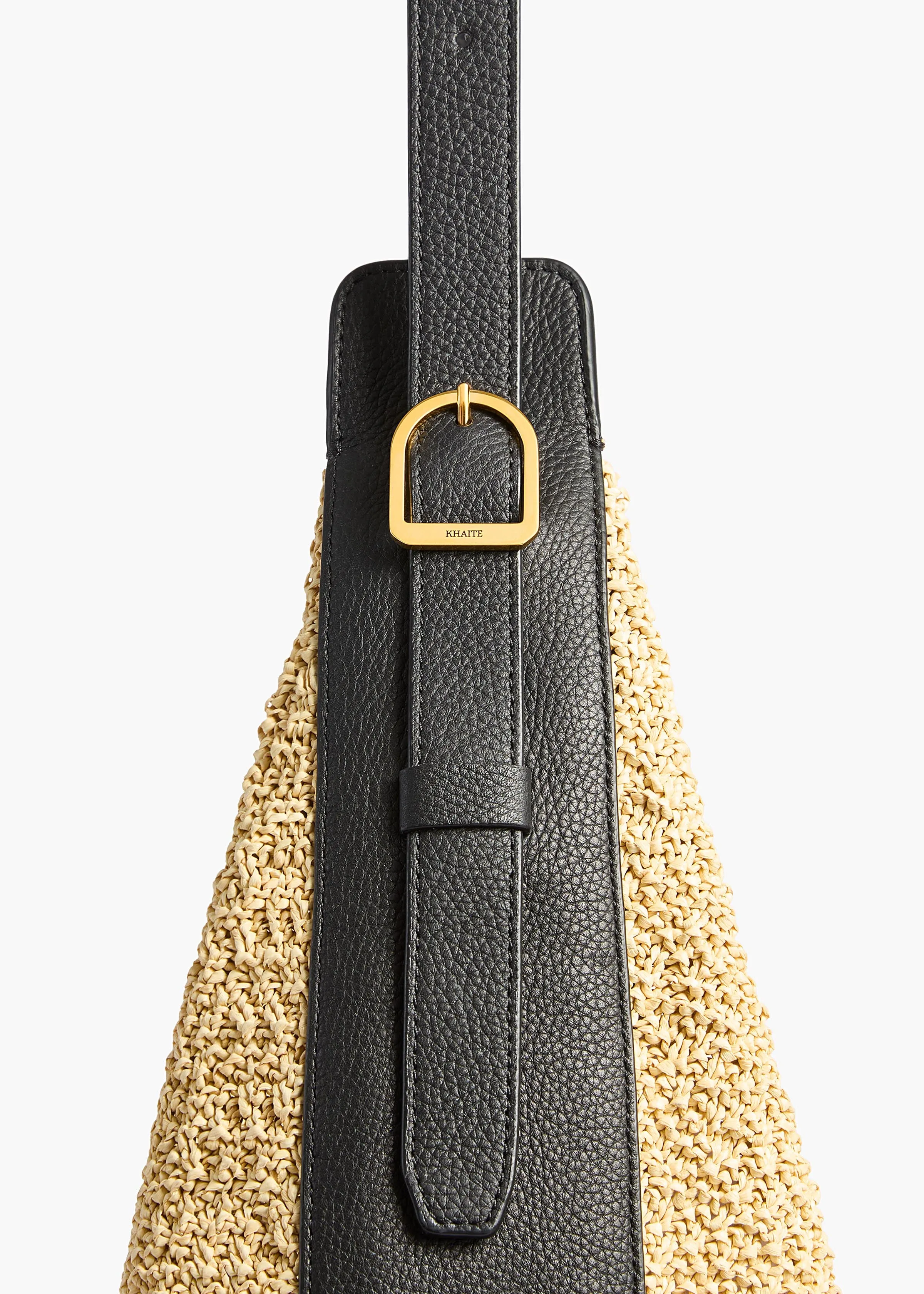Augustina Hobo in Natural Raffia and Black Leather sold by KHAITE product image thumbnail 3