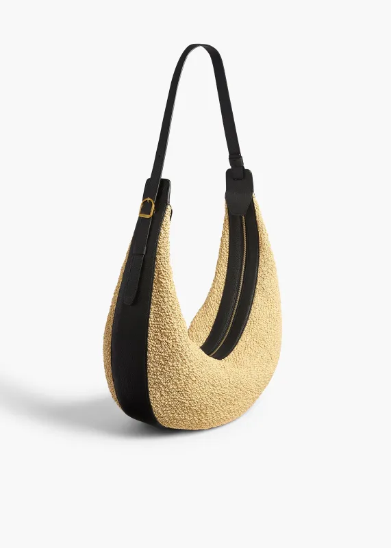 Augustina Hobo in Natural Raffia and Black Leather made by KHAITE