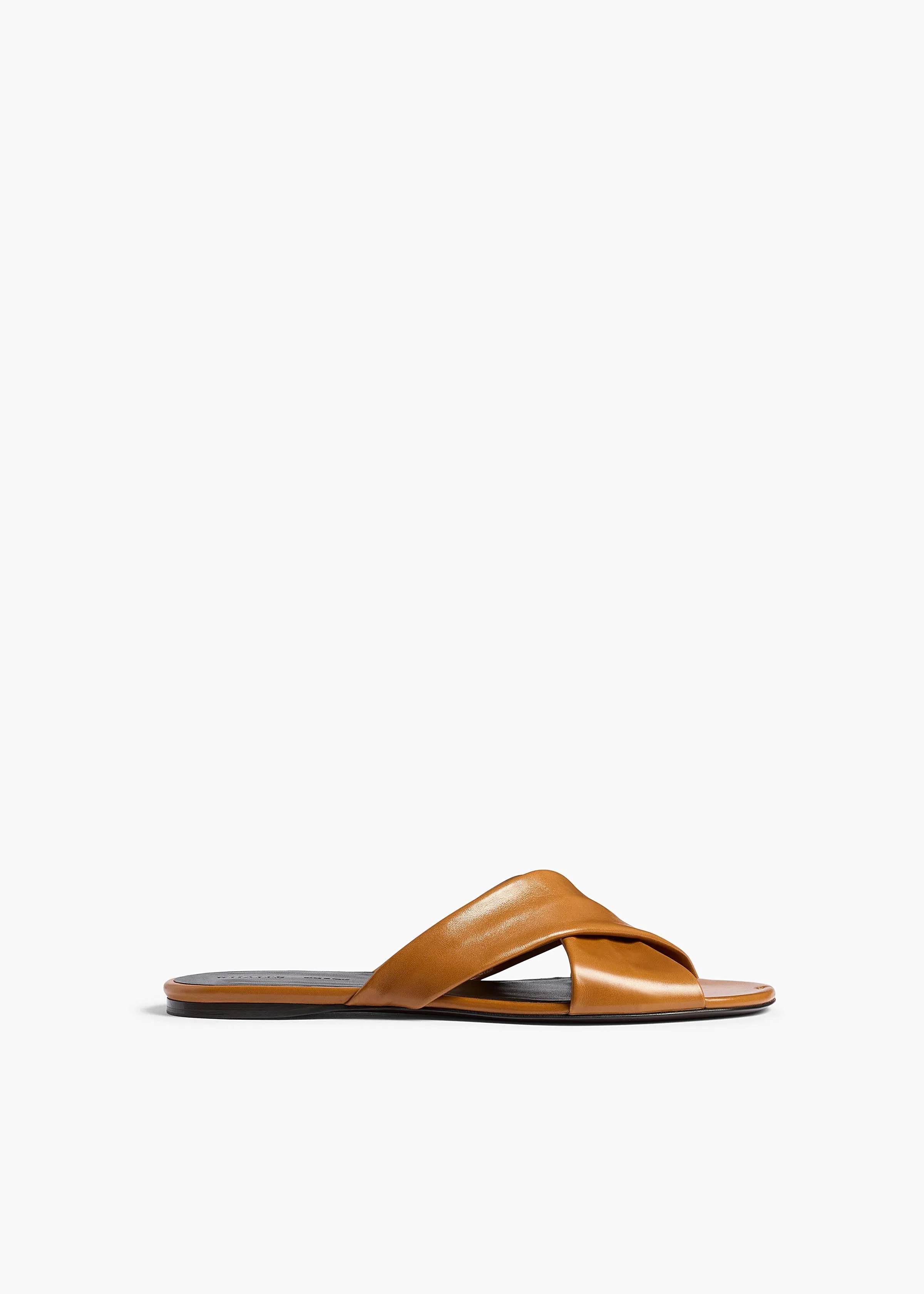 Liria Flat Sandal in Cuoio Glazed Leather sold by KHAITE