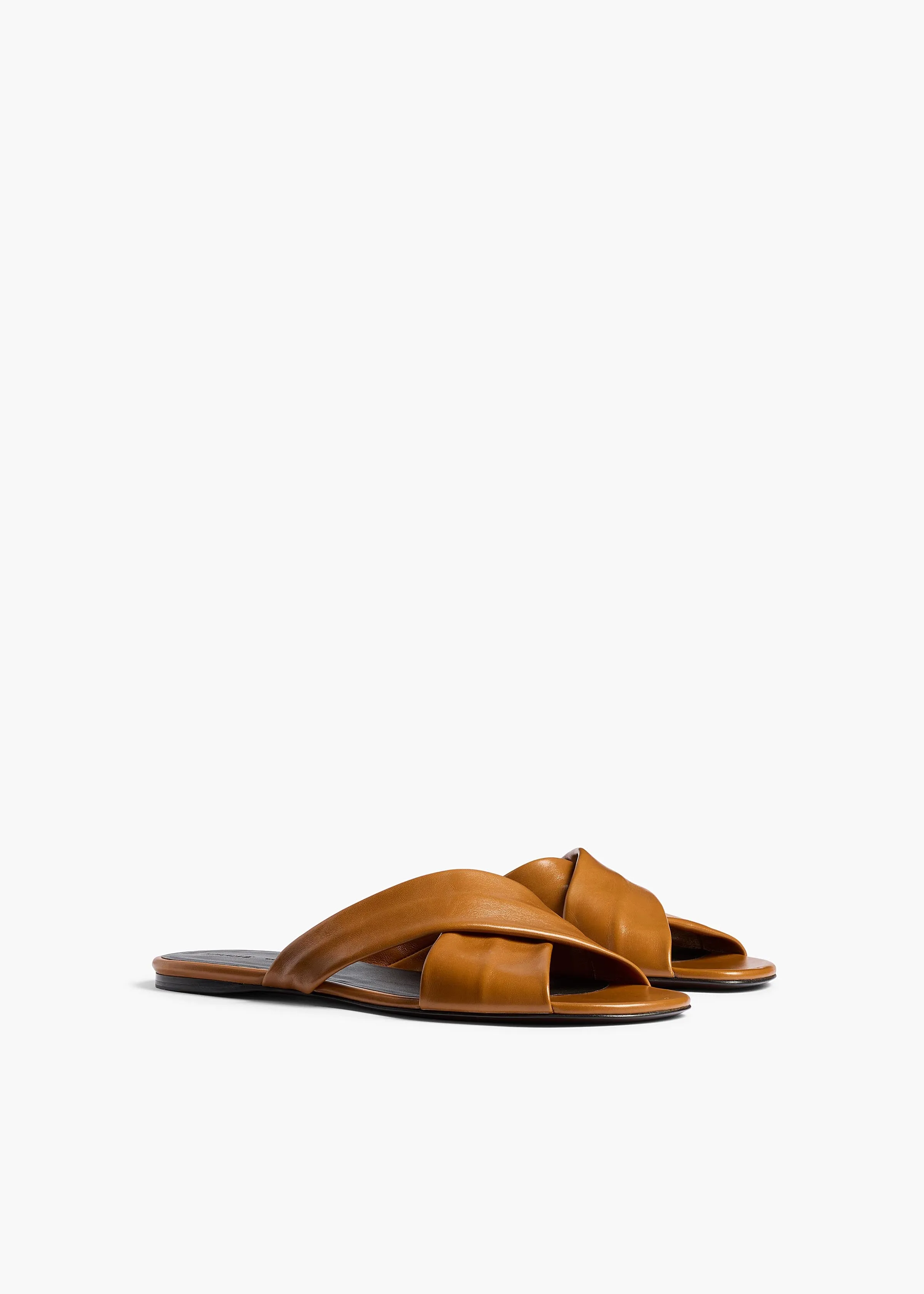 Liria Flat Sandal in Cuoio Glazed Leather sold by KHAITE product image thumbnail 2
