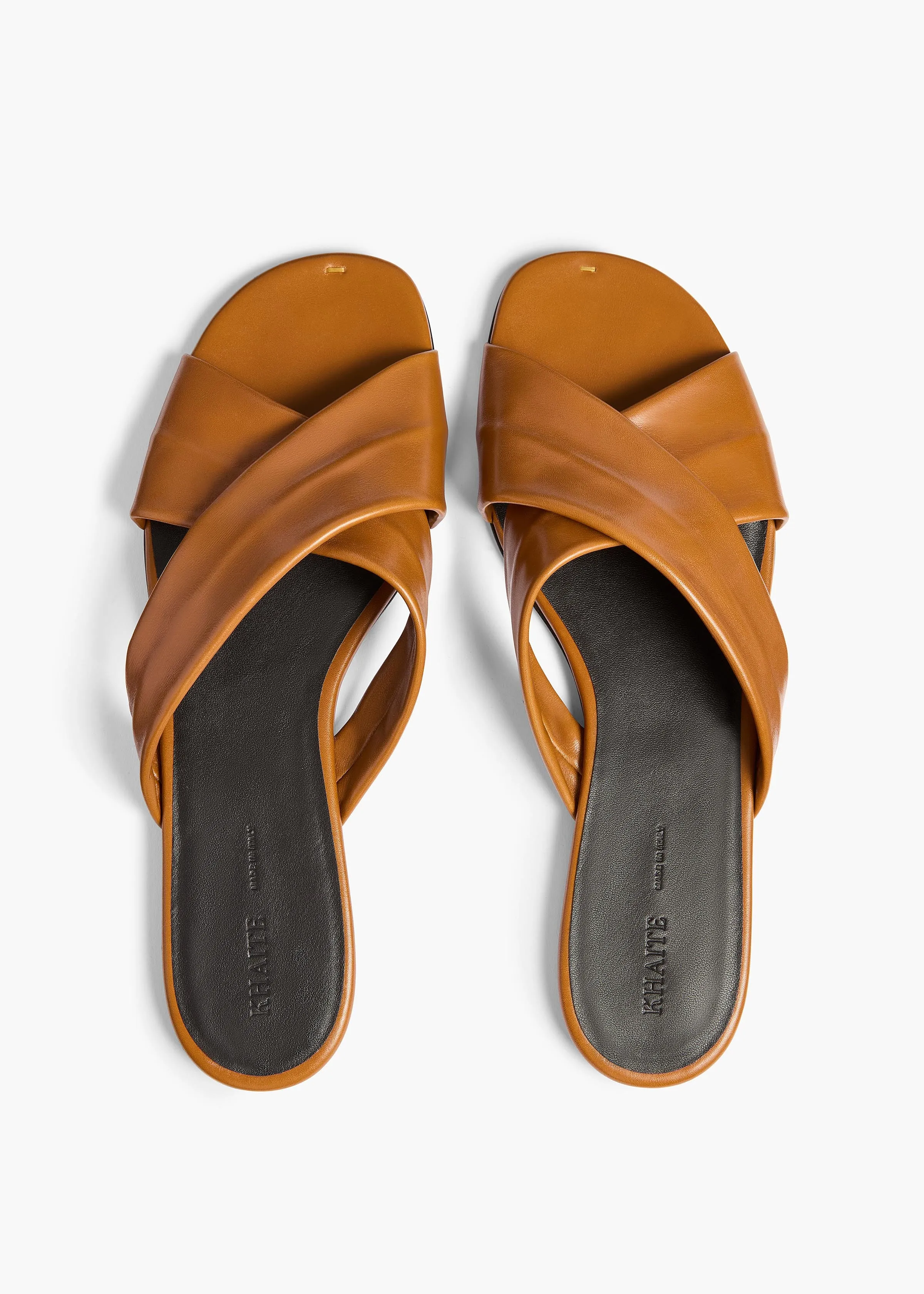 Liria Flat Sandal in Cuoio Glazed Leather sold by KHAITE product image thumbnail 3