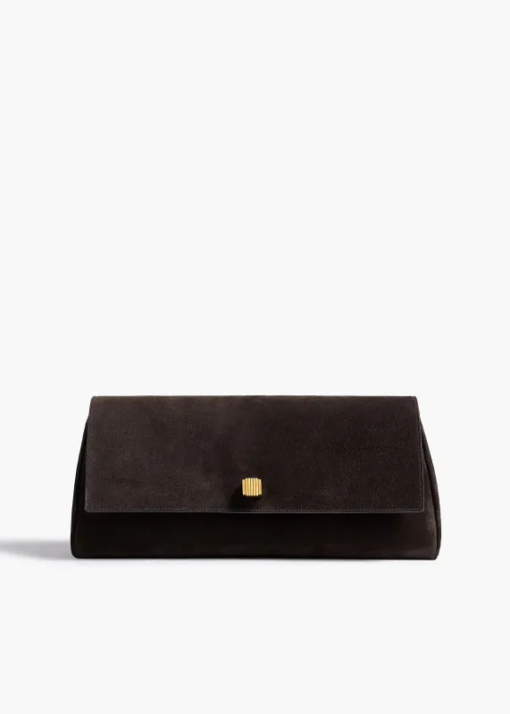 Audrey Clutch in Dark Brown Suede made by KHAITE