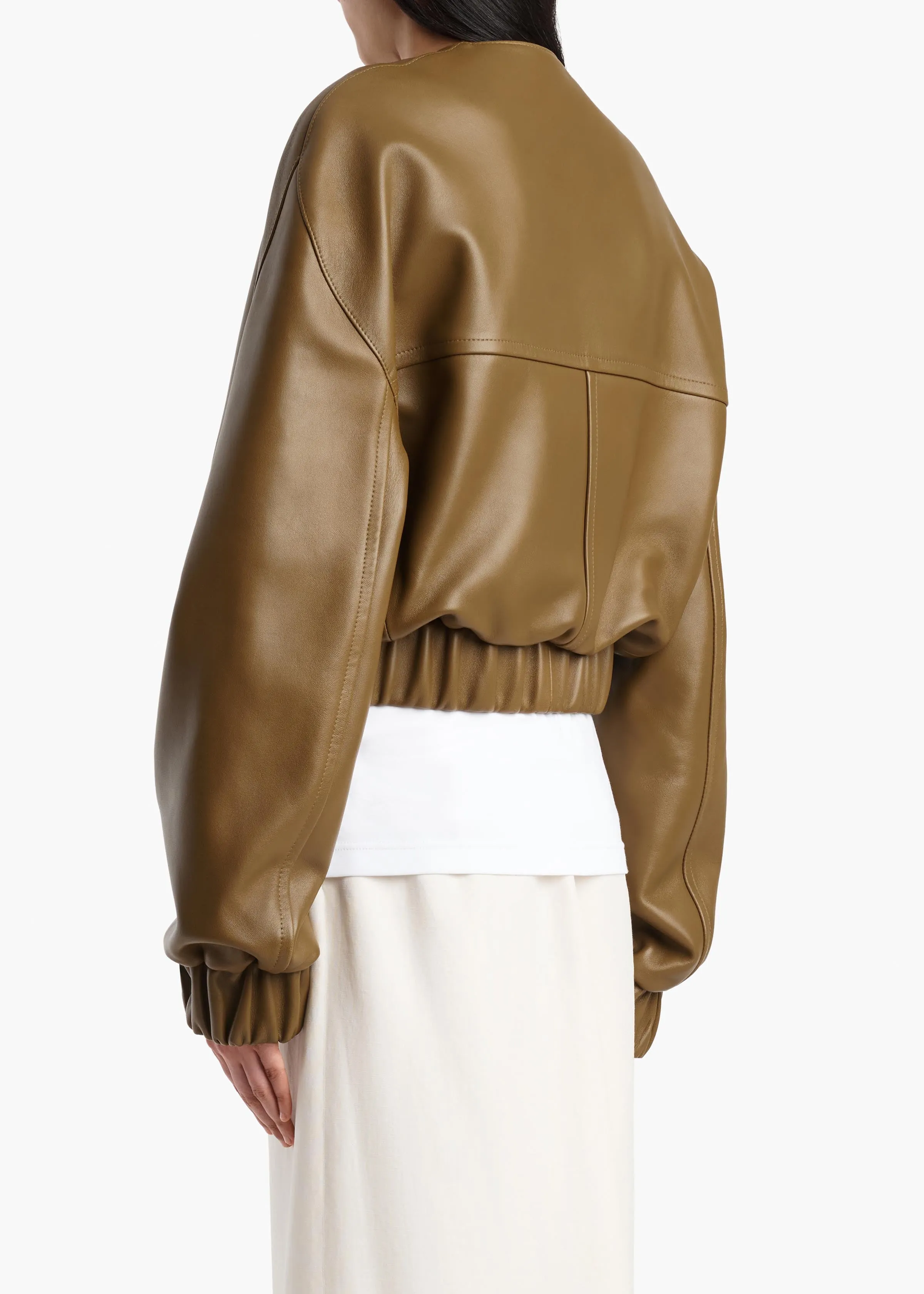 Cordan Jacket in Dark Olive Leather sold by KHAITE product image thumbnail 4