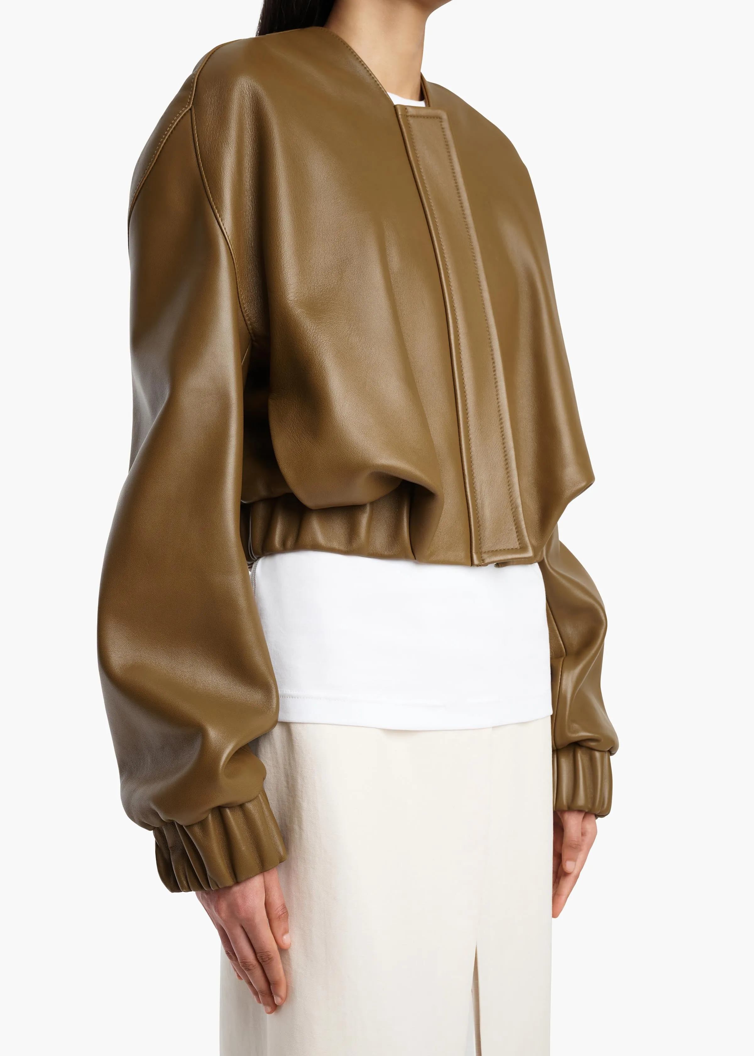 Cordan Jacket in Dark Olive Leather sold by KHAITE product image thumbnail 5