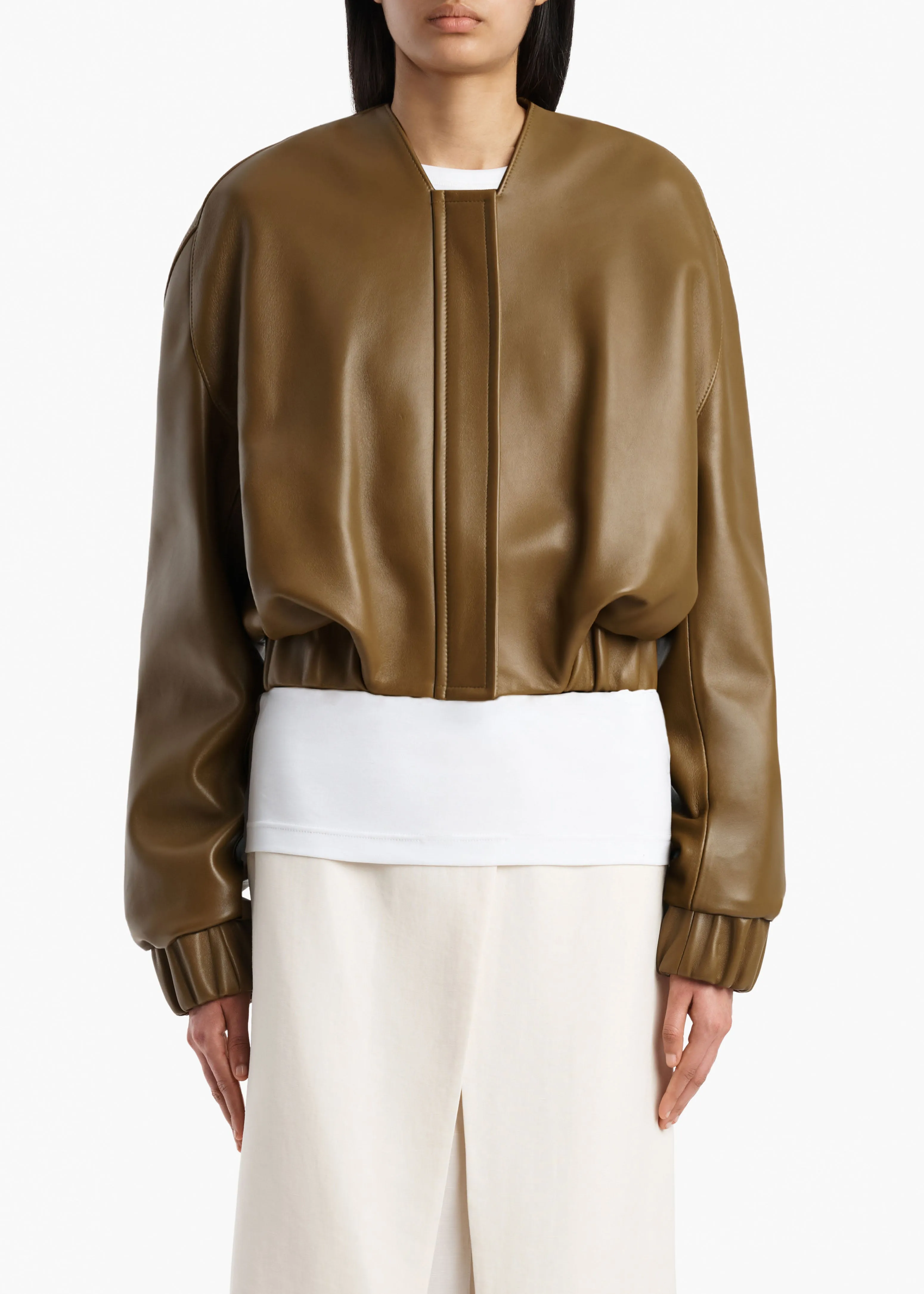 Cordan Jacket in Dark Olive Leather sold by KHAITE product image thumbnail 3
