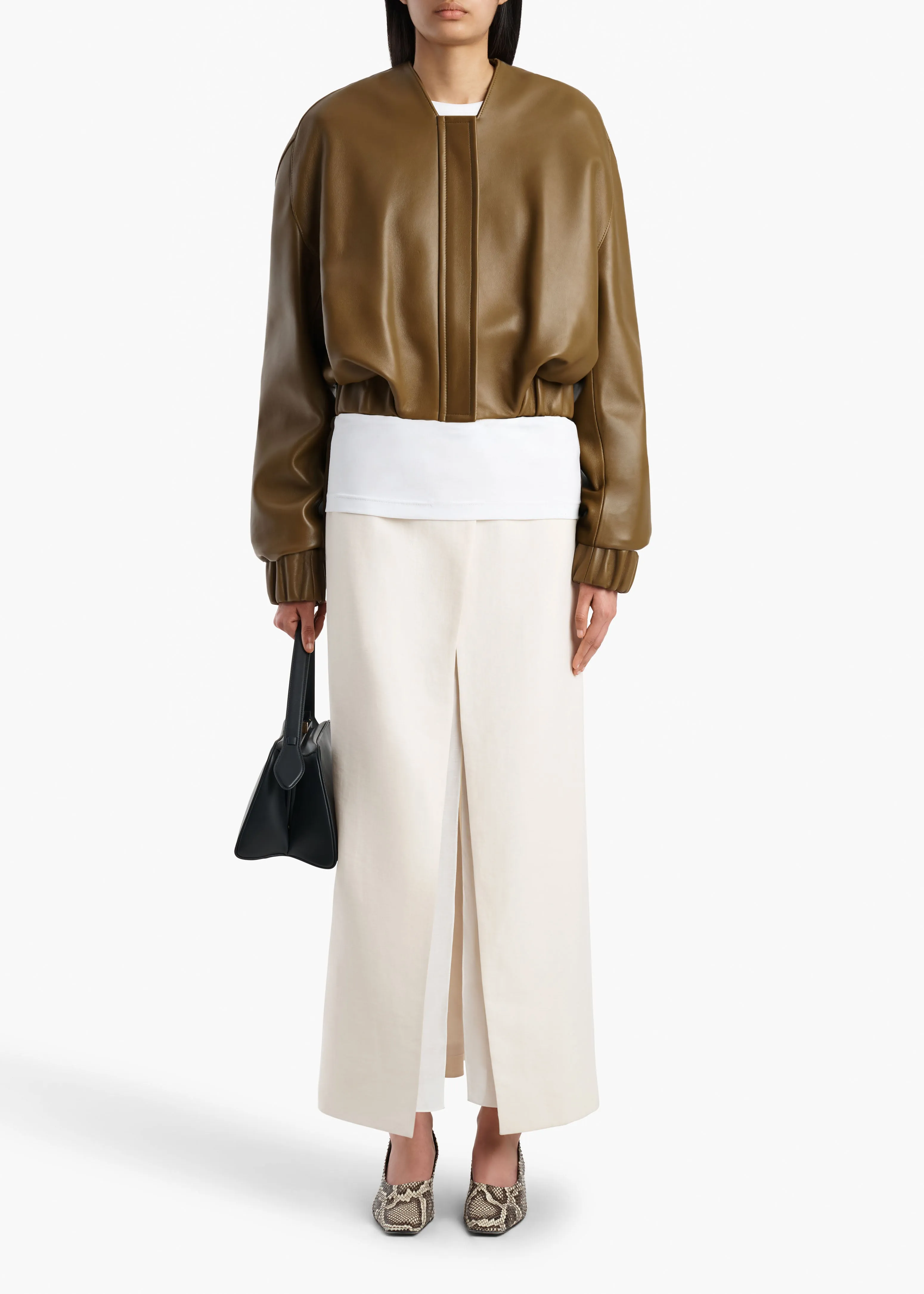 Cordan Jacket in Dark Olive Leather sold by KHAITE product image thumbnail 2